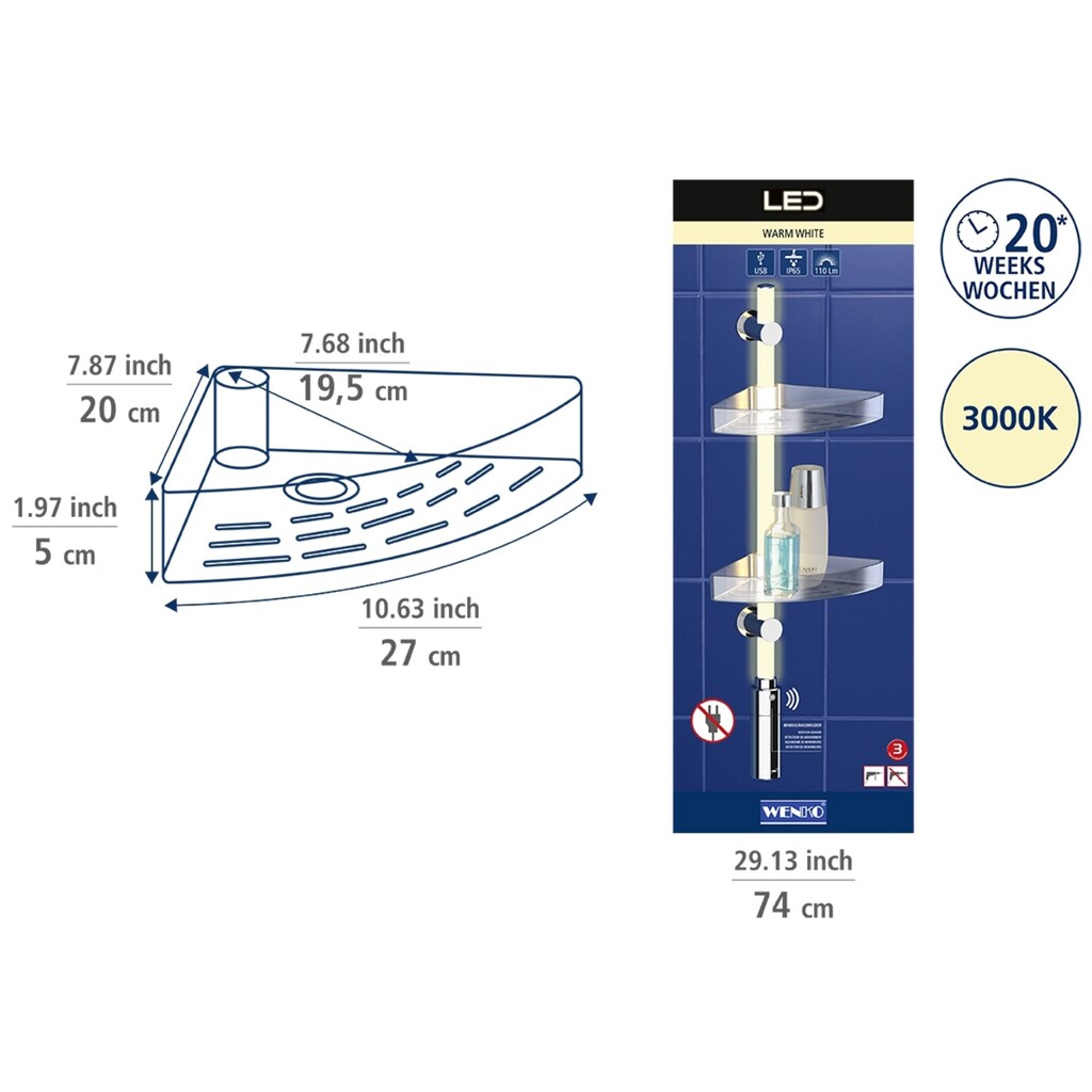 WENKO Duschregal »LED Duscheckregal«