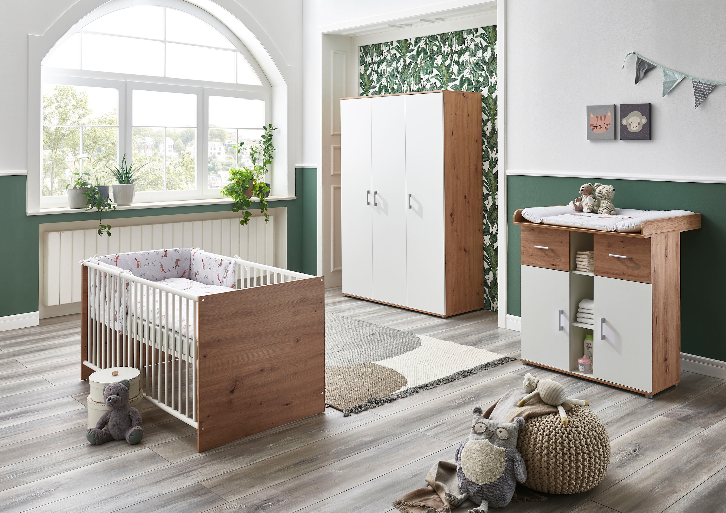 arthur berndt Babyzimmer-Komplettset »Babyzimmer-Set »Matheo« 3-teilig«, ( Set, 3 St.), bestehend aus Kleiderschrank, Kinderbett und Wickelkommode  bestellen | BAUR