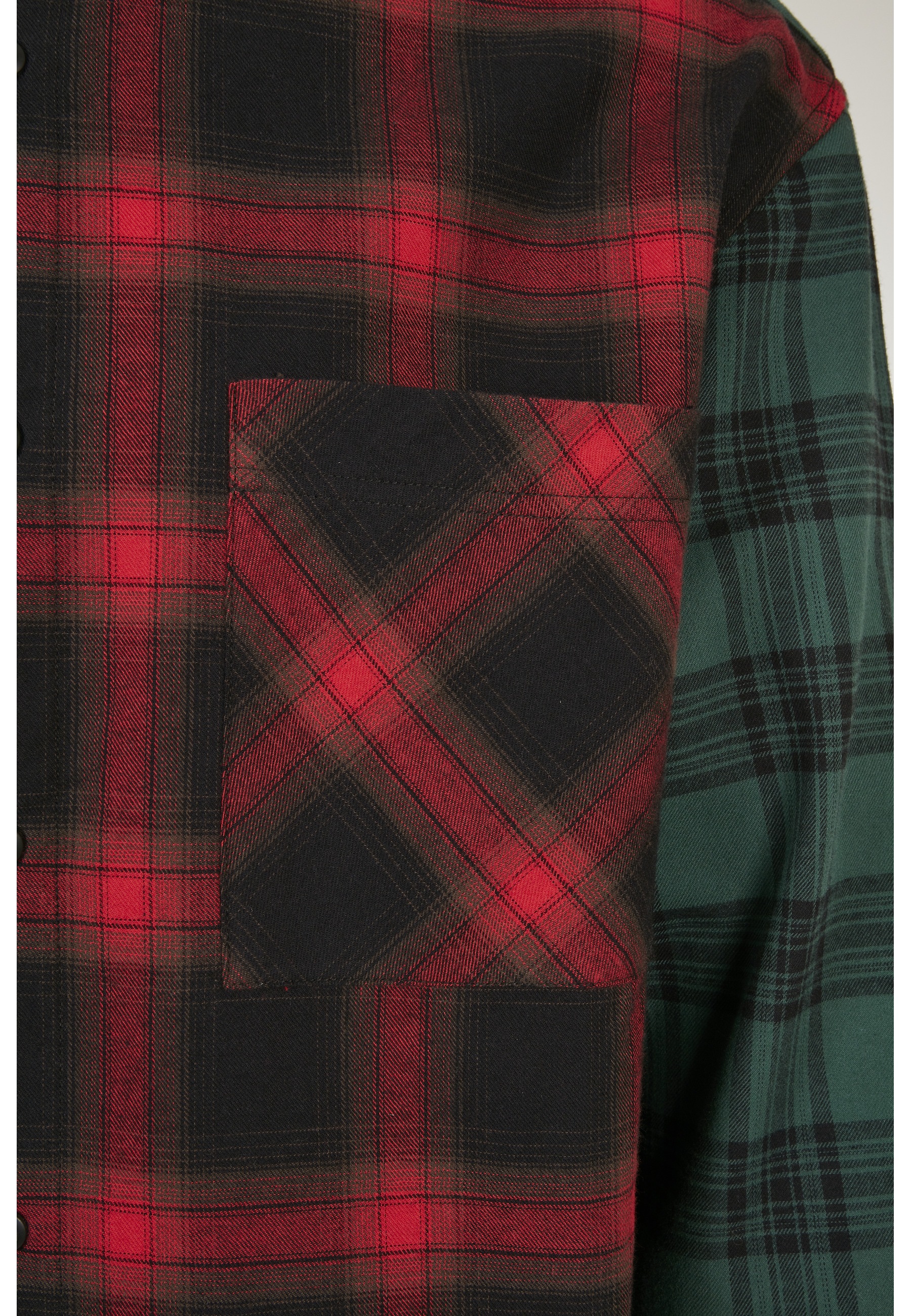 URBAN CLASSICS Langarm-Poloshirt »Urban Classics Herren Oversized Mix Check Shirt« 1 Stk.