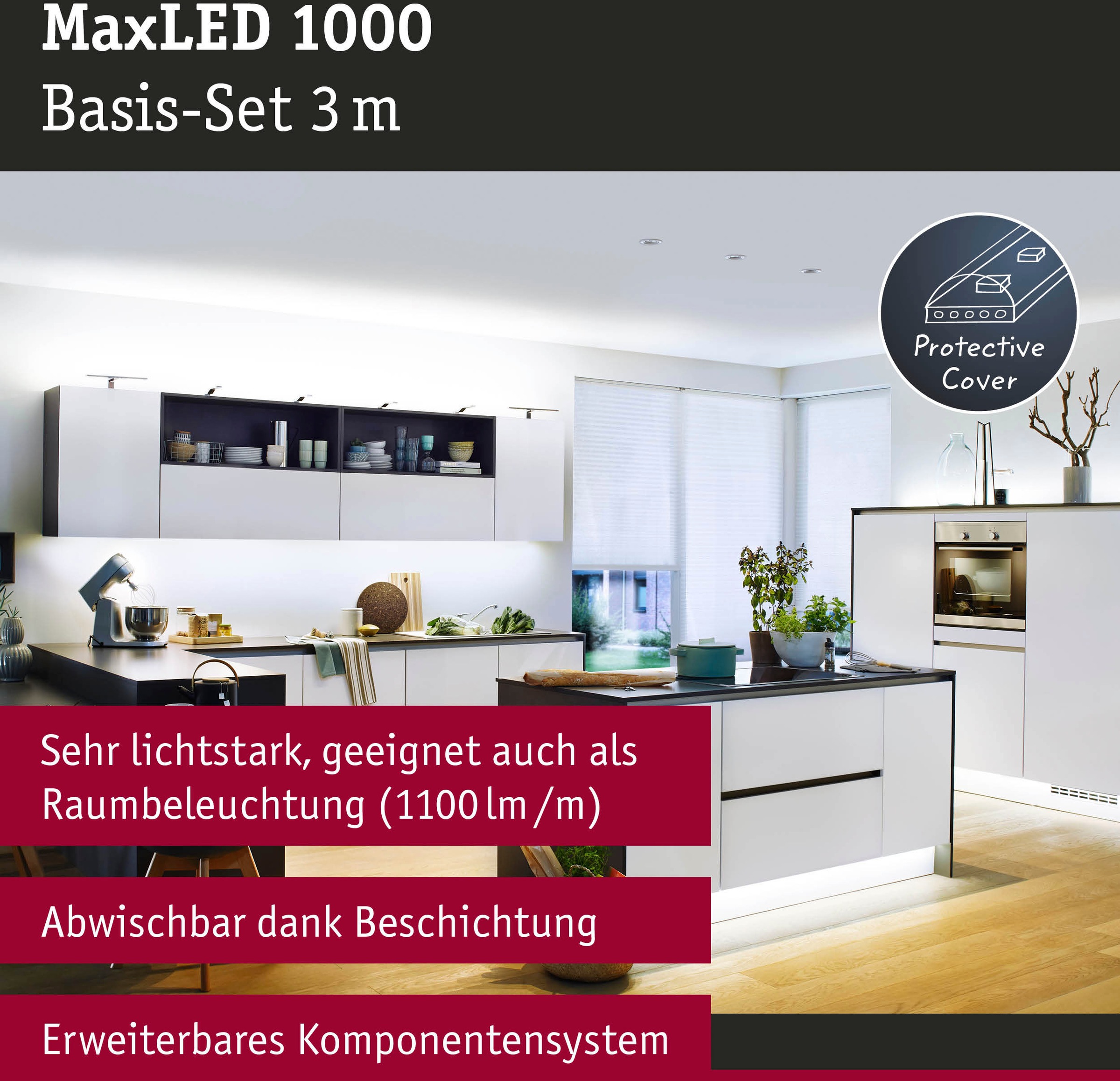 Paulmann LED-Streifen »MaxLED 1000 Basisset 3m Tageslichtweiß IP44 34W 3300lm beschichtet«, 1 St.-flammig