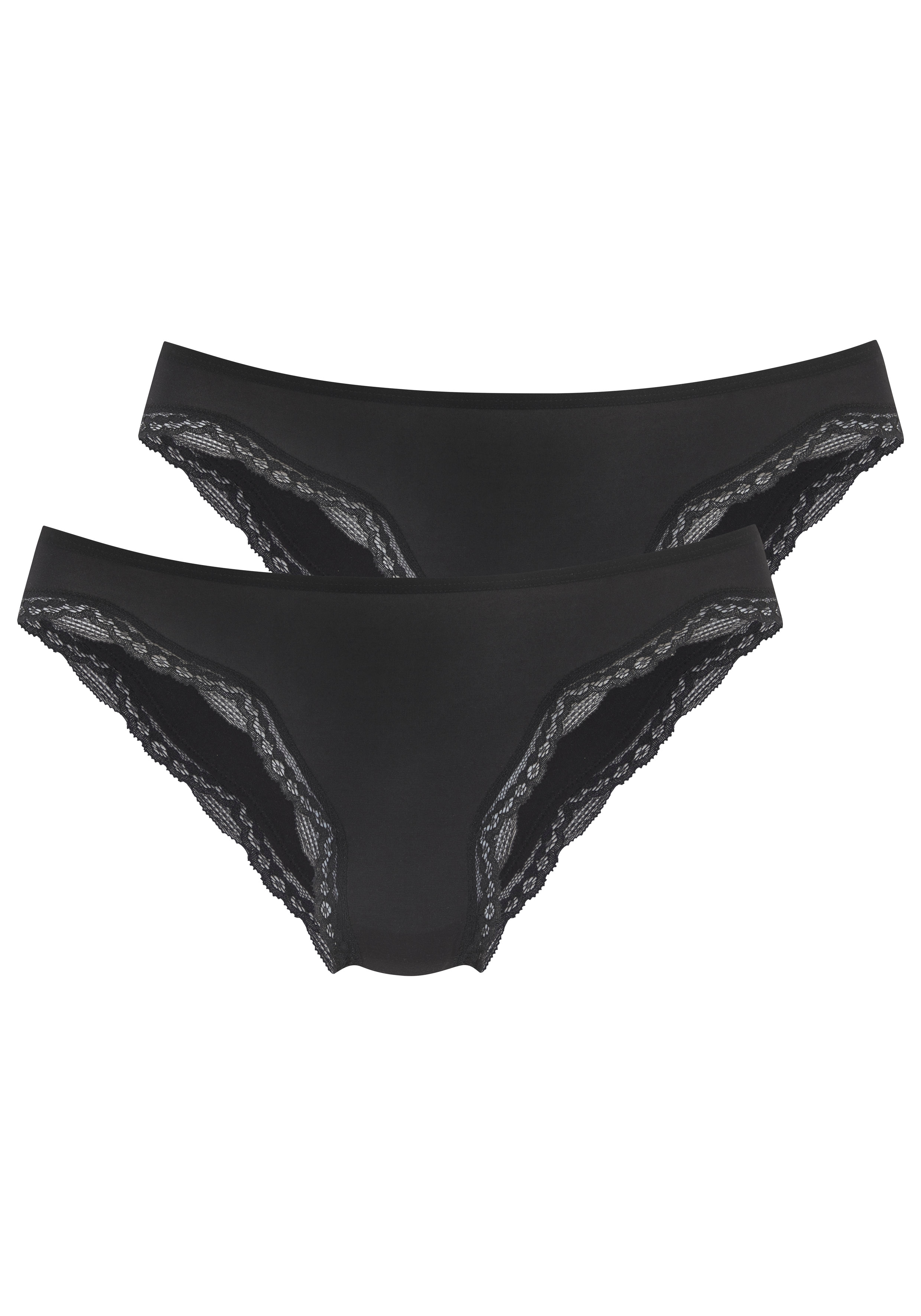 LASCANA Jazz-Pants Slips 2er-Pack, aus hochwertiger Modal-Qualität mit Spitze