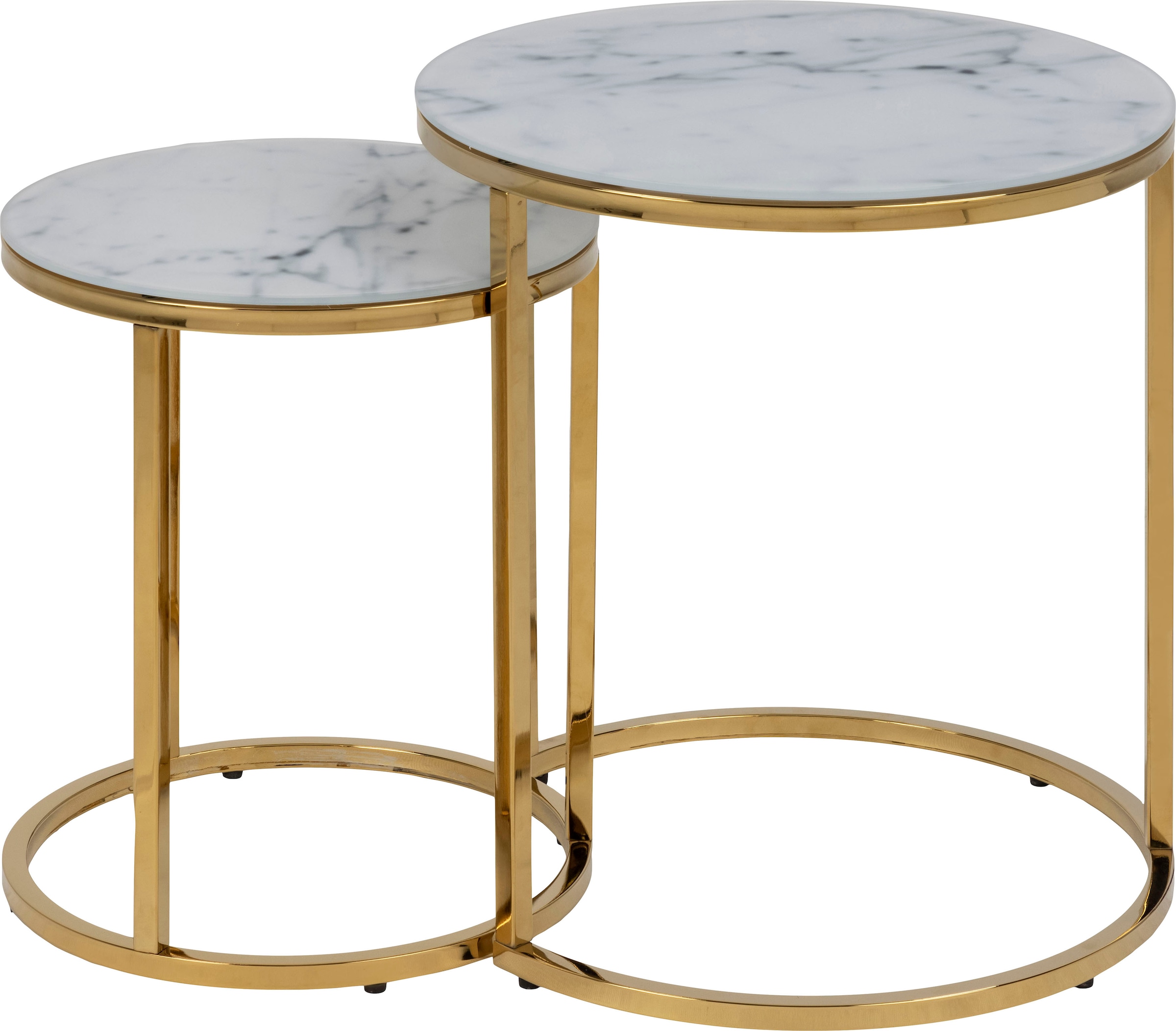 Beistelltisch »Alina«, (2 St.), Tischsatz, 2 Tische Ø45/H50 und Ø35/H42cm, Glasplatte,...