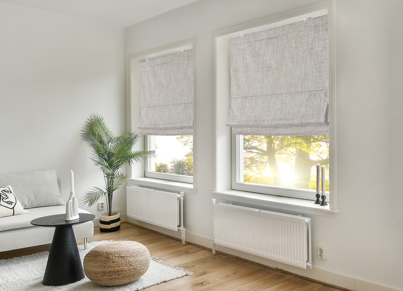 OTTO home Rollo »RIOLA« Lichtschutz Blendschutz | Sichtschutz | Verdunkelung ohne Bohren freihängend Faltrollo in trendiger Leinenoptik, einfache Montage