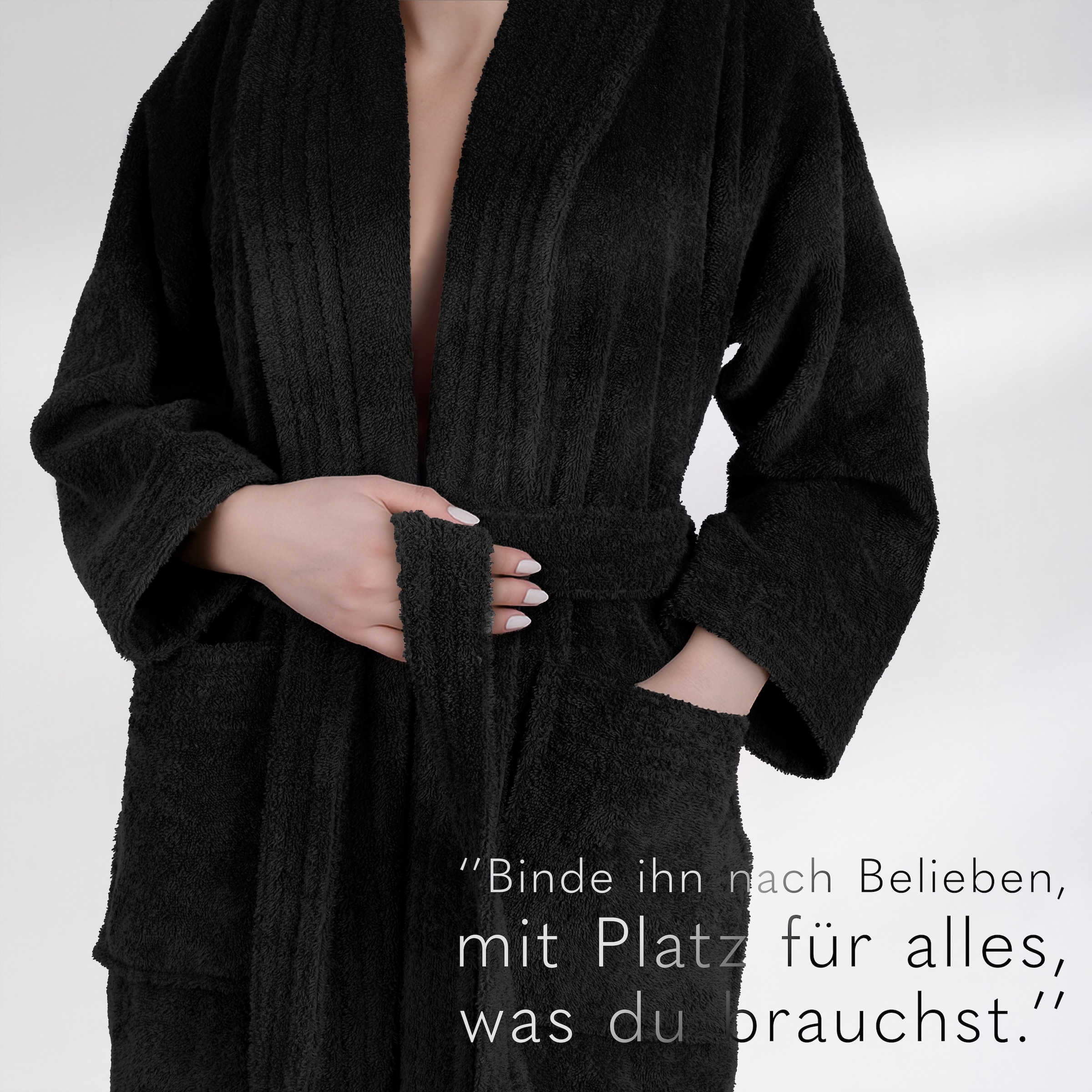 HAMMETEX Damenbademantel »Ren, 100% Baumwolle« 380 g/m² Frottee Bademantel mit Taschen – Saugfähig & Weich