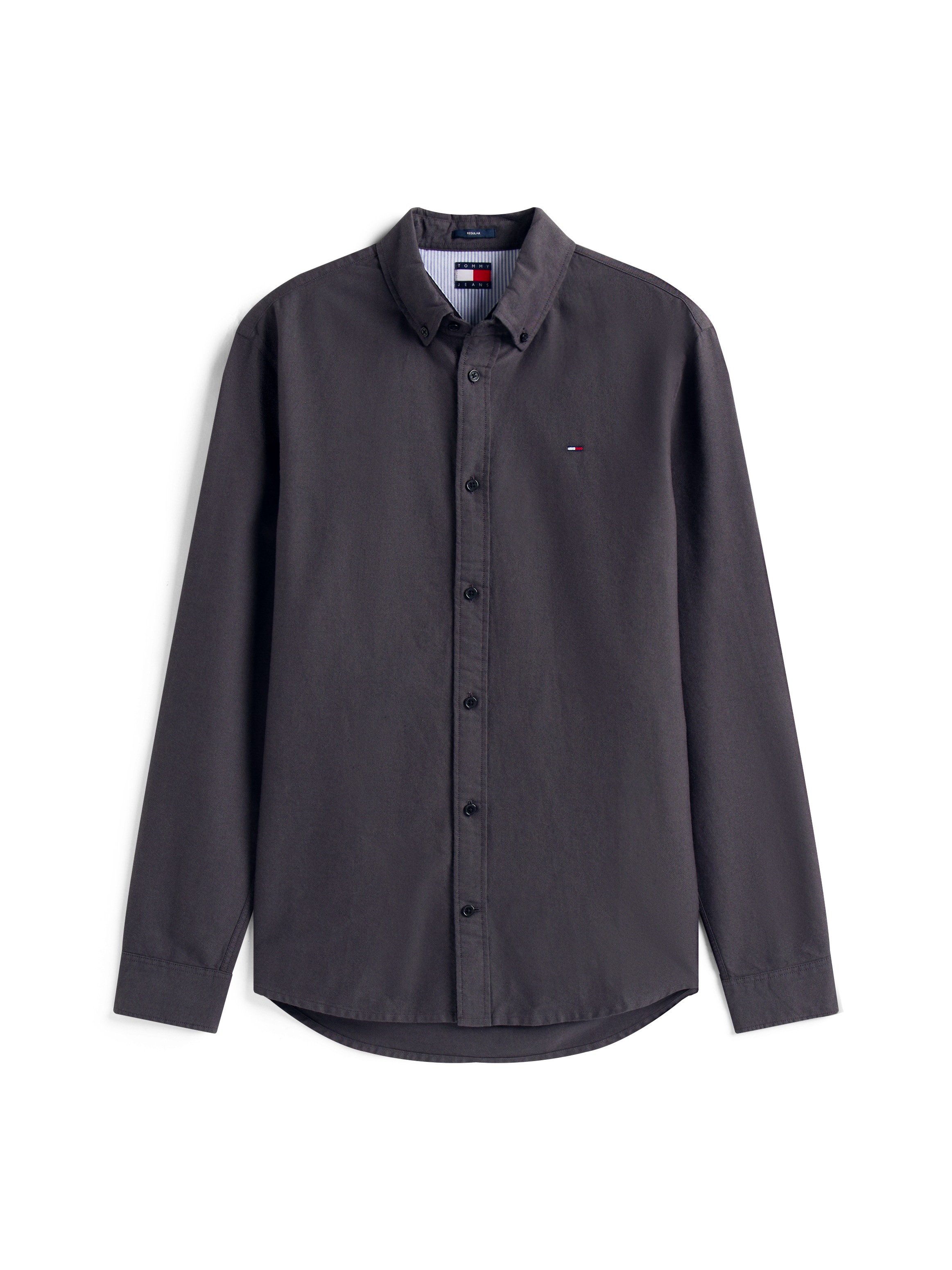 Langarmhemd TOMMY JEANS "TJM REGULAR OXFORD", Herren, Gr. L, N-Gr, schwarz, Web, Obermaterial: 100% Baumwolle, regular fit normal, Rundhals, eingesetzt 1-Knopf-Manschette mit Schlitz, Hemden, Mit Rundhalsausschnitt, Button-down-Kragen 3