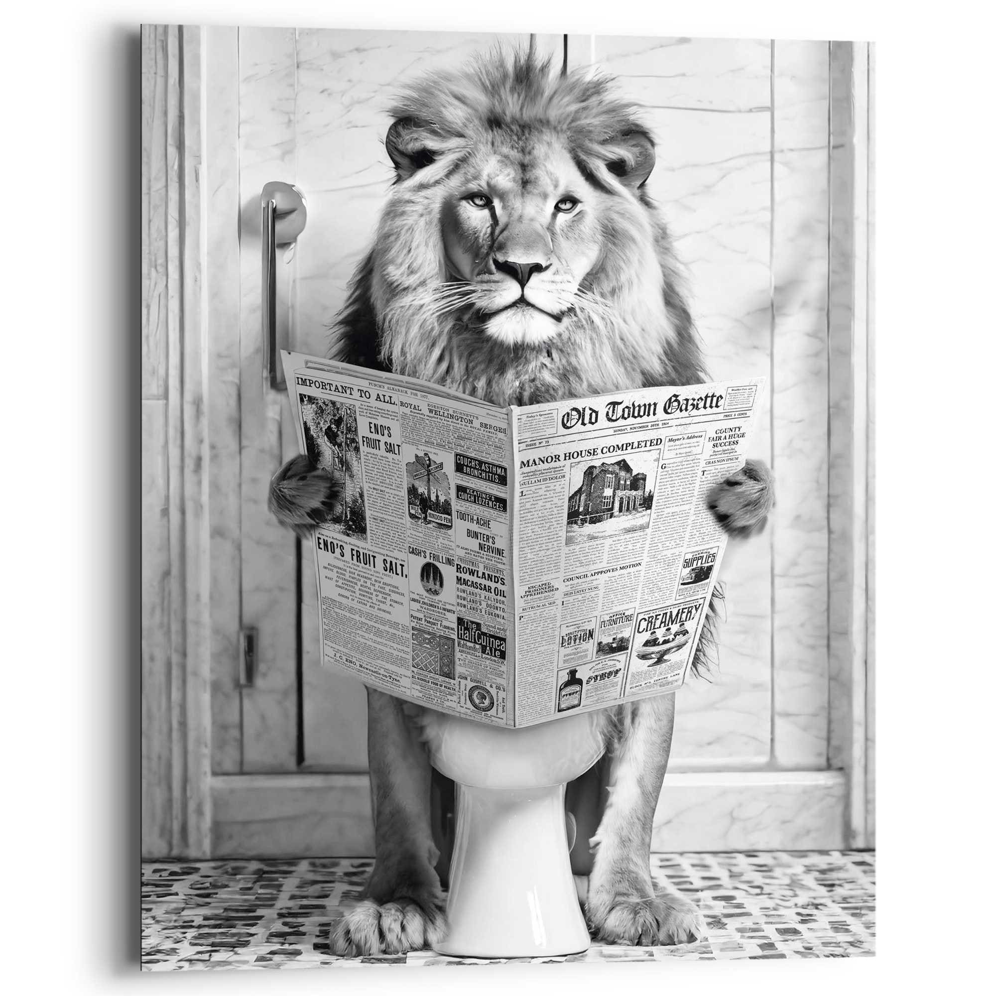 Reinders Deco-Panel "Löwe auf Toilette", Toilette - Schwarz-Weiß - MDF - Ti günstig online kaufen