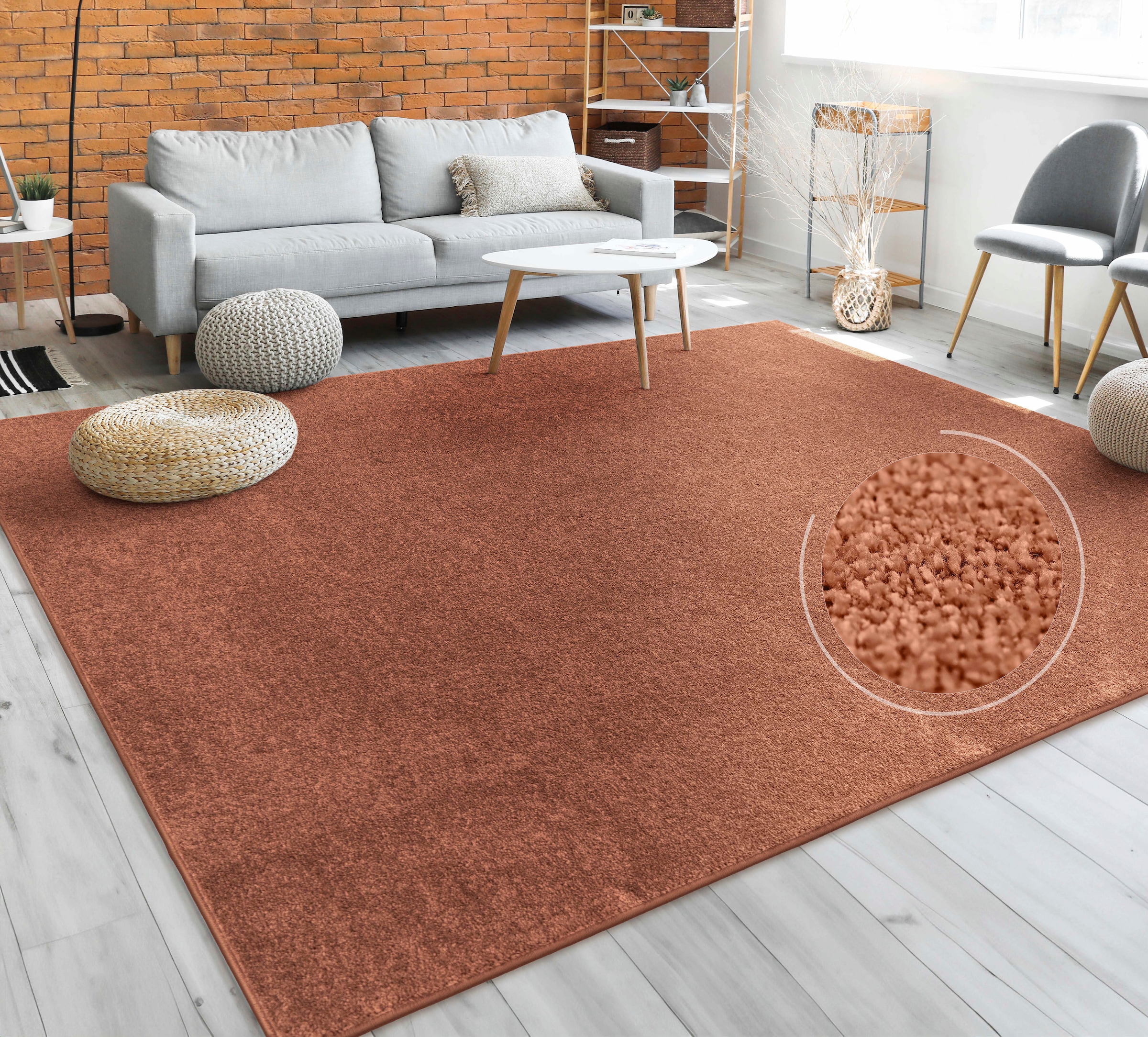 Paco Home Teppich »Porto 890«, rechteckig, 13 mm Höhe, Kurzflor, Uni-Farben, ideal im Wohnzimmer & Schlafzimmer