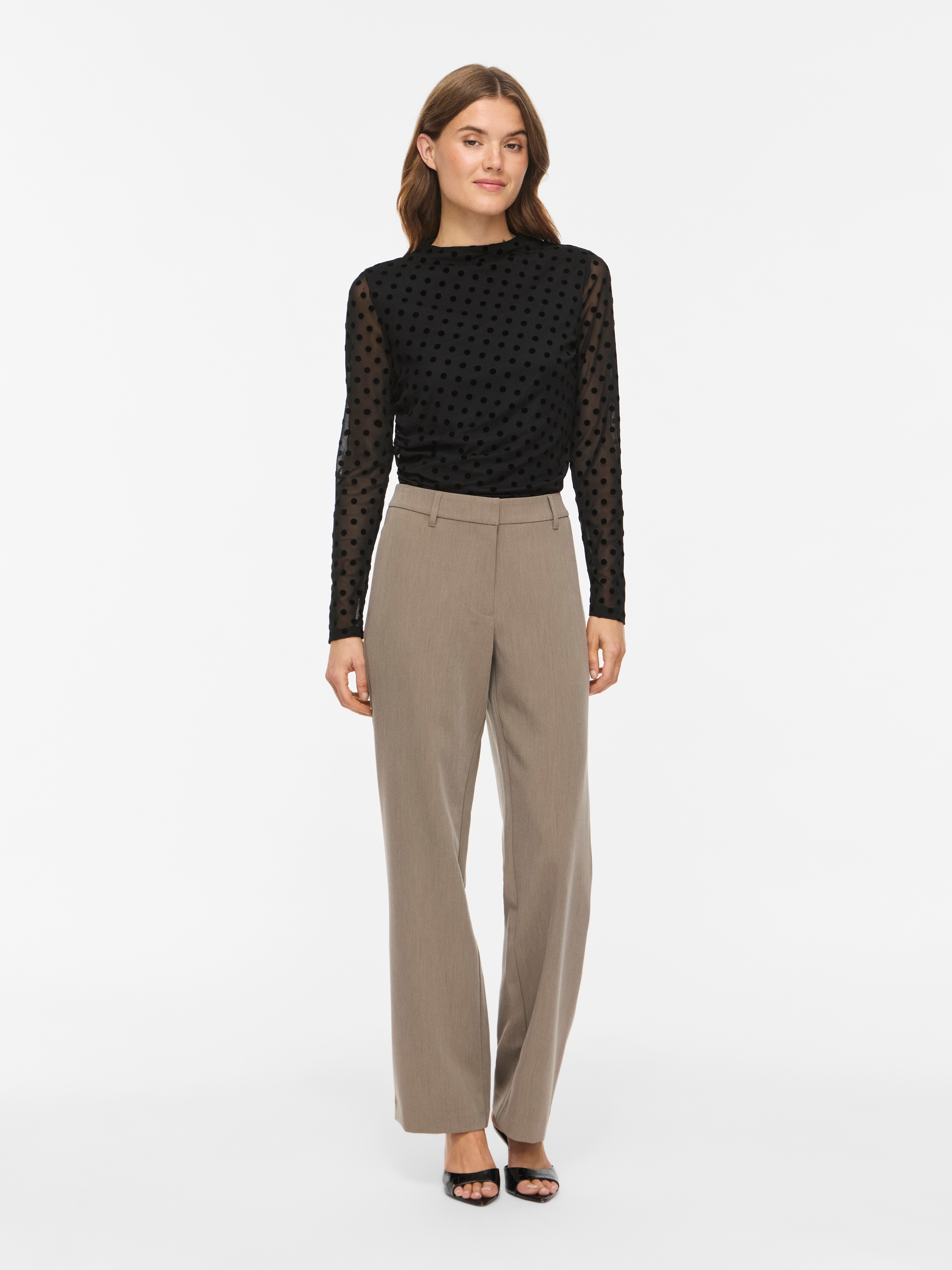 Vila Langarmshirt »VIRIKKE L/S FUNNEL NECK TOP - NOOS« Materialmix, eng geschnitten