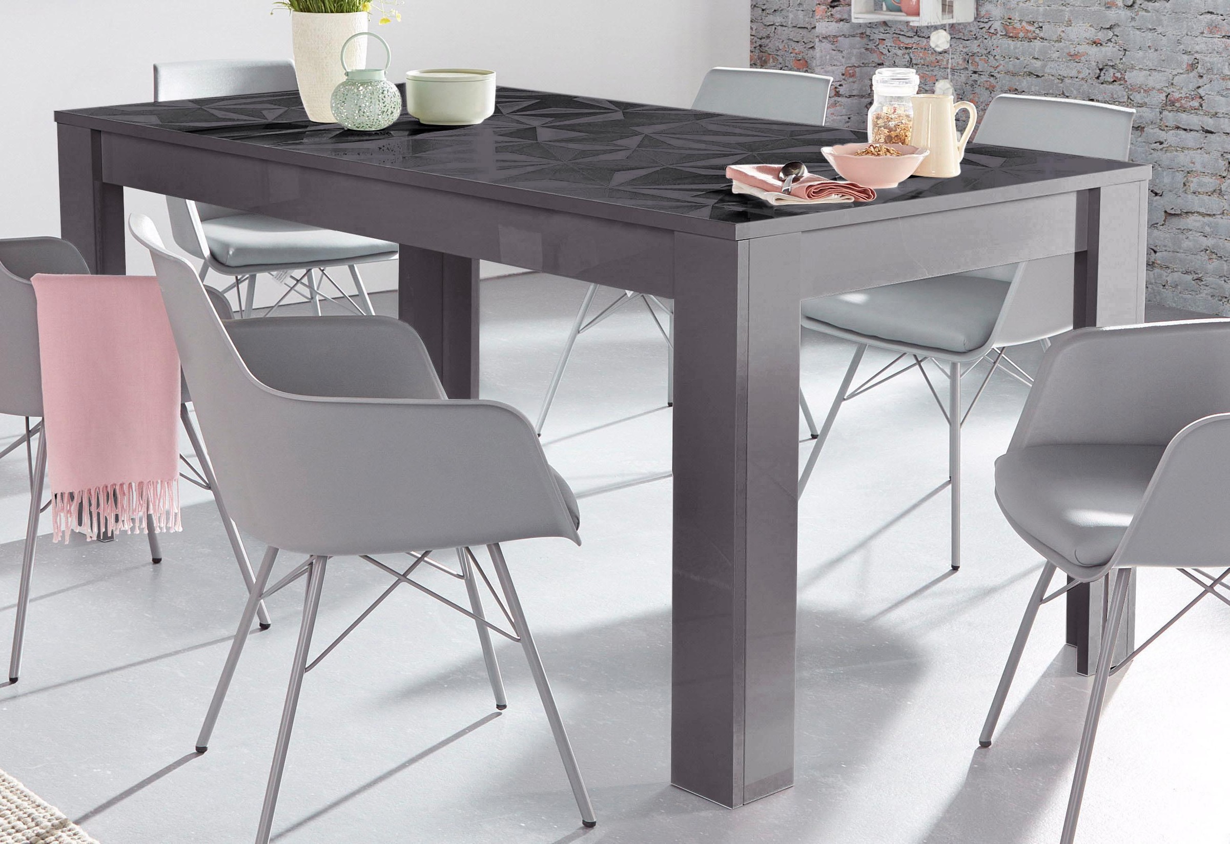 INOSIGN Esstisch »Prisma 180x90 cm, Küchentisch, Esszimmertisch, rechteckig«, Tischplatte Stärke 22 mm u. mit elegantem Siebdruck, Farbauswahl