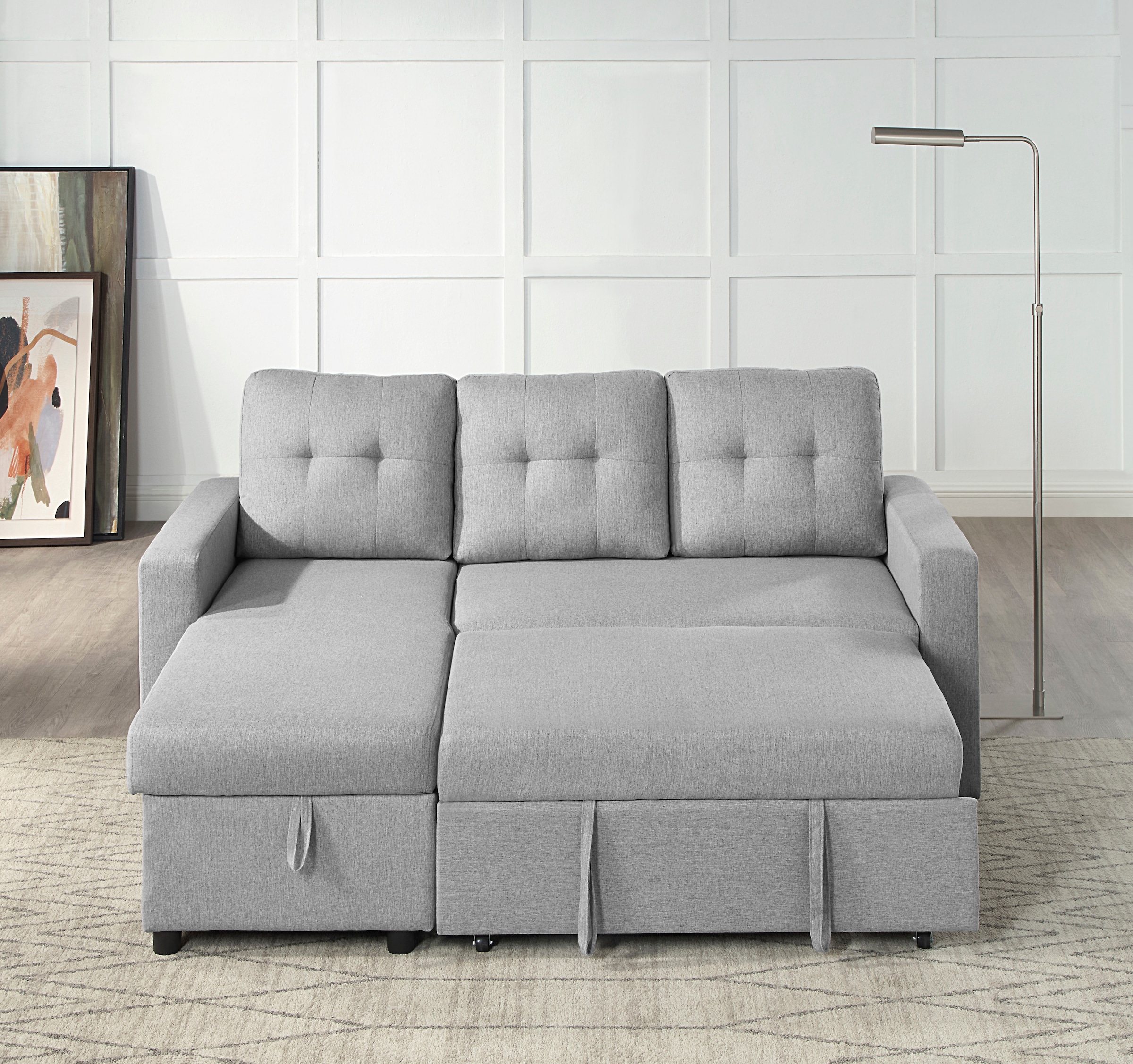 ATLANTIC home collection Ecksofa »Gino L-Form«, mit Schlaffunktion und Stauraum, Recamiere beidseitig montierbar
