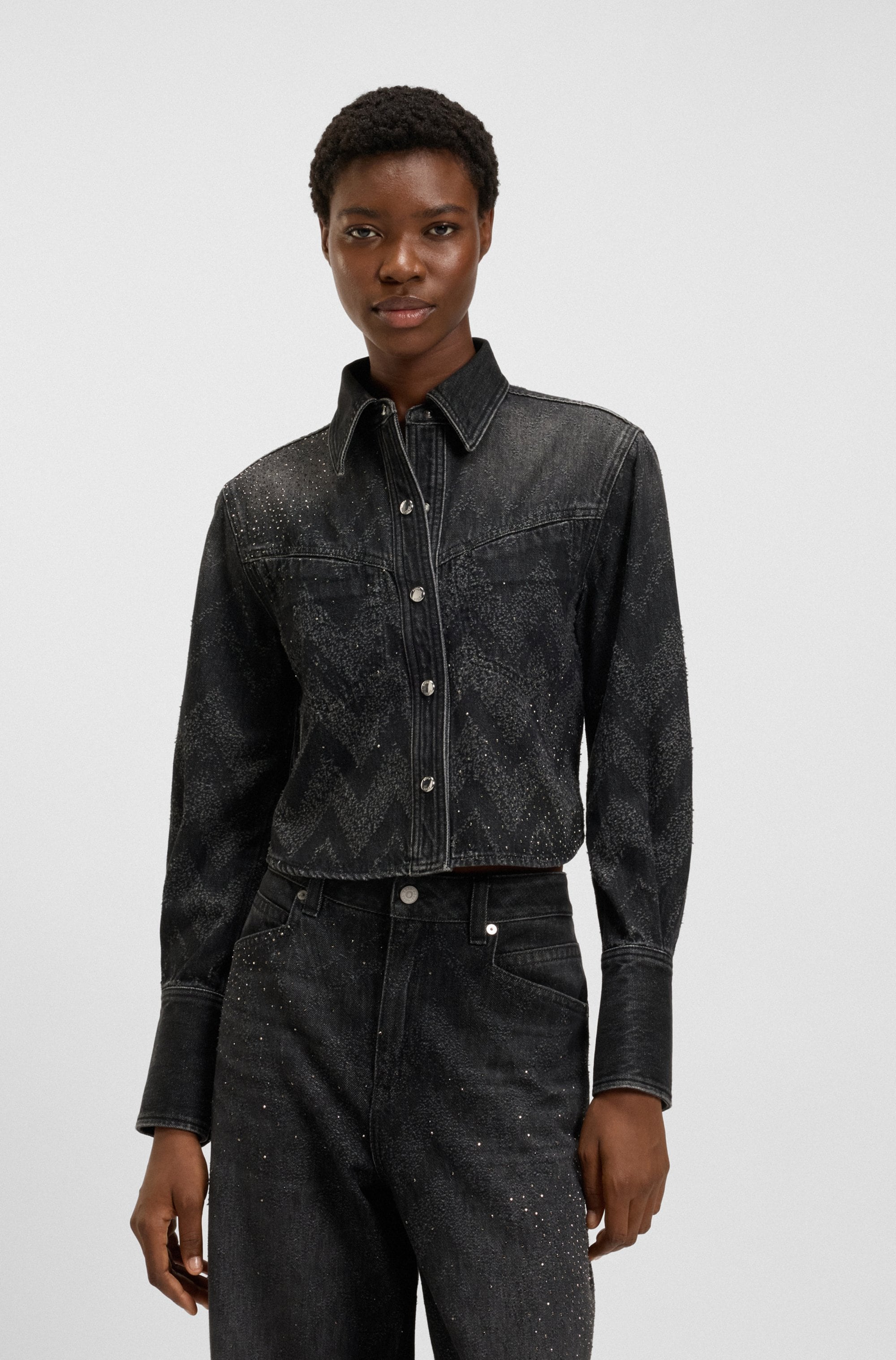 BOSS ORANGE Hemdbluse "SHIRT LS 1.0 Premium Damenmode", in verkürzter Länge günstig online kaufen
