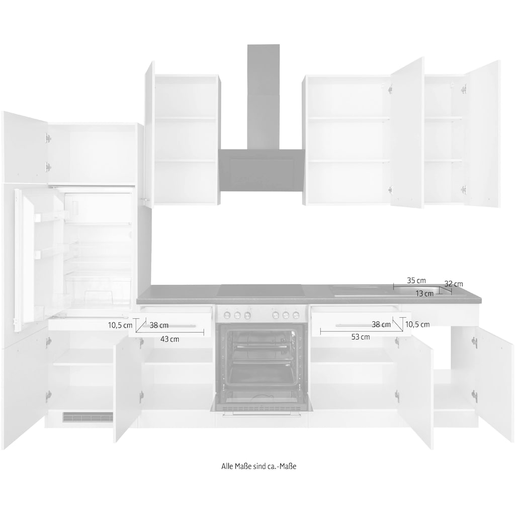 wiho Küchen Küchenzeile »Unna«, ohne E-Geräte, Breite 280 cm