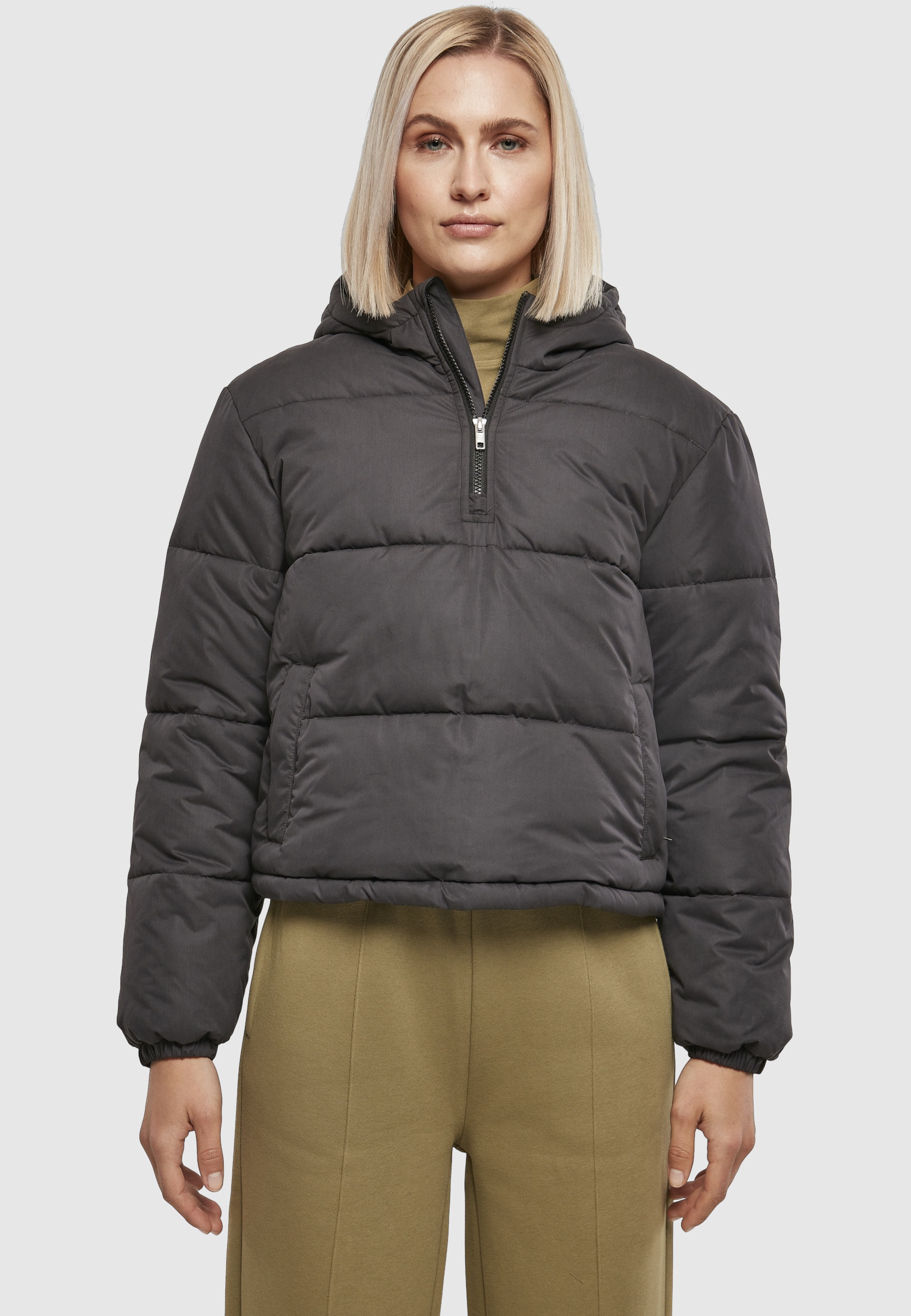 URBAN CLASSICS Winterjacke »Urban Classics Damen Ladies Puffer Pull Over Jacket« 1 Stk. tlg. mit Kapuze