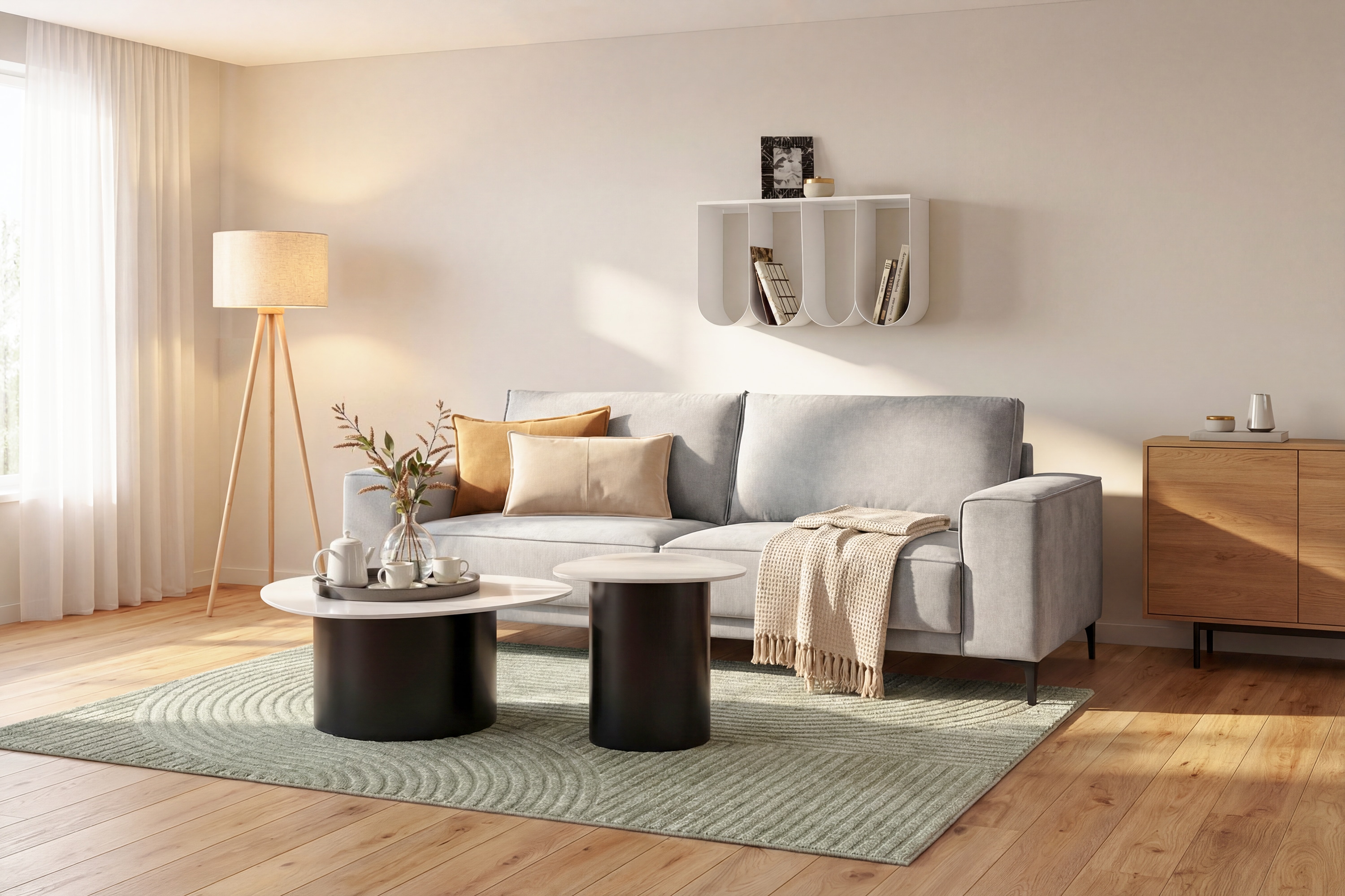 OTTO home 3-Sitzer "OLAND Struktur fein, Sofa, B: 224 cm, Skandi-Design" Struktur, Flachgewebe, Luxus-Microfaser, Boucle