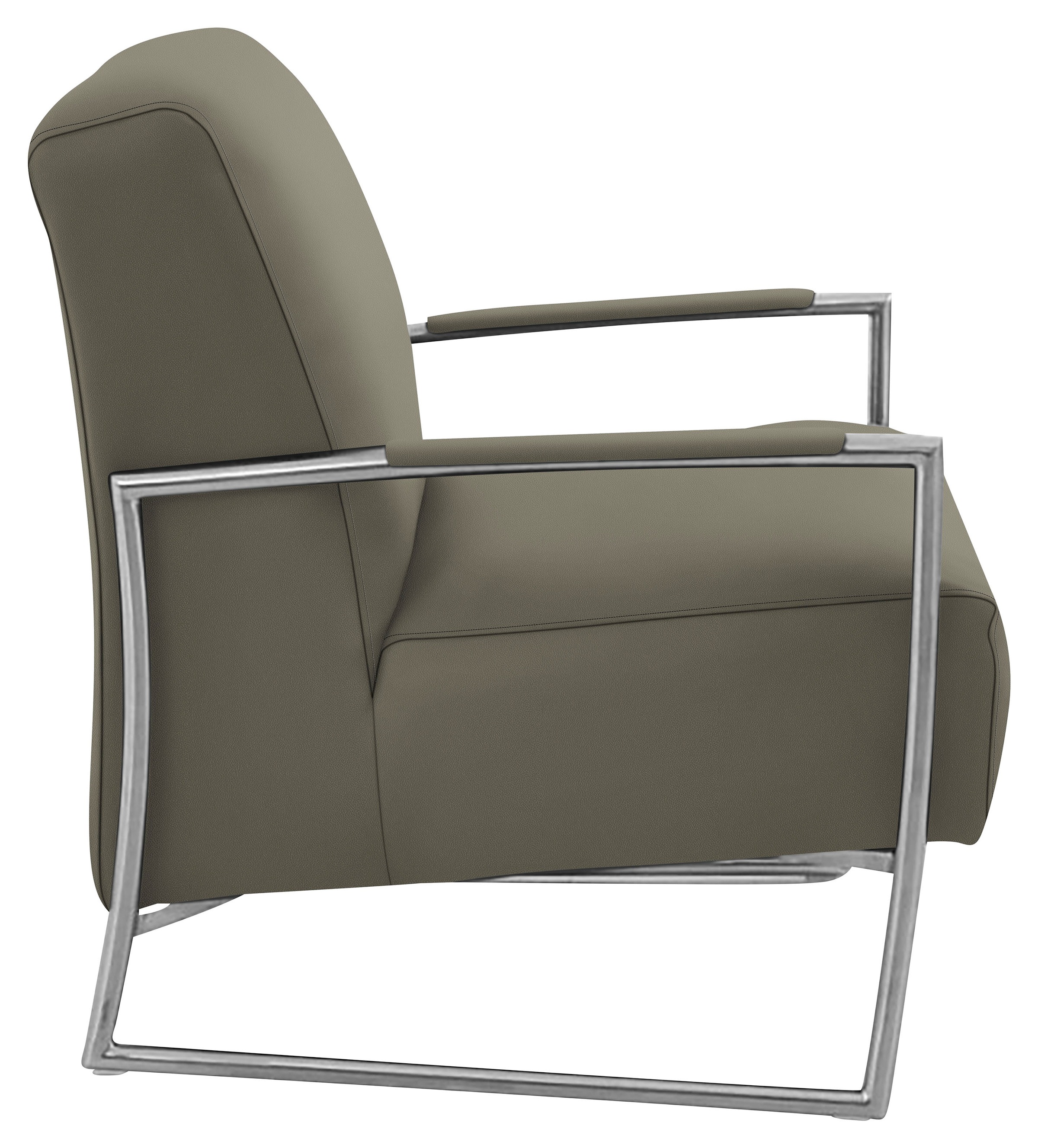 K+W Komfort & Wohnen Cocktailsessel, mit bezogenen Armlehnen, Gestell in Metall Edelstahloptik