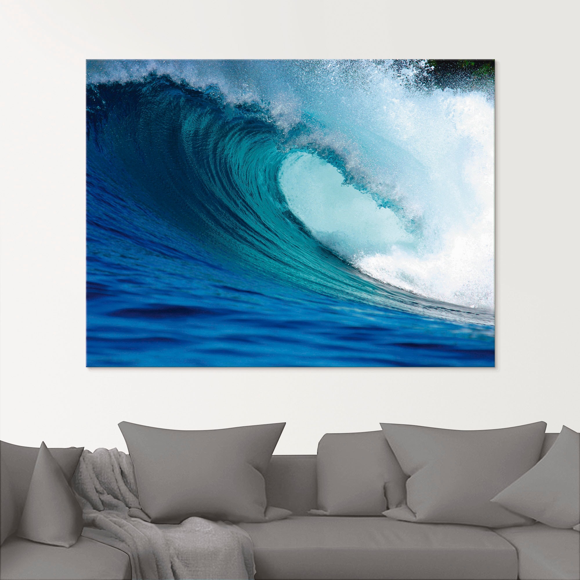 Artland Glasbild »Blaue Surfwelle«, Küste, (1 St.), in verschiedenen Größen