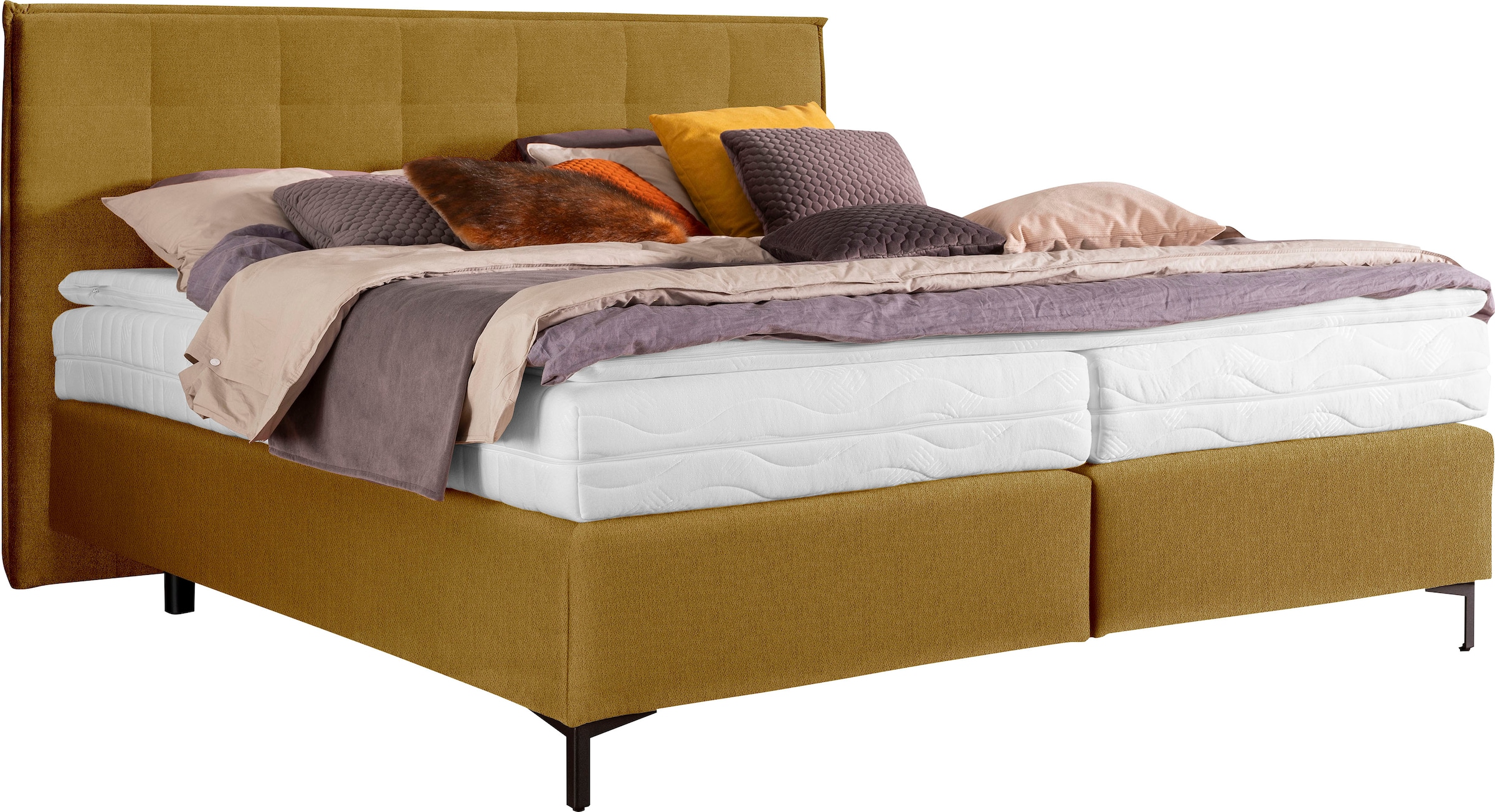 alina Boxspringbett »Elmar« mit gestepptem Kopfteil, inklusive Matratze und Topper