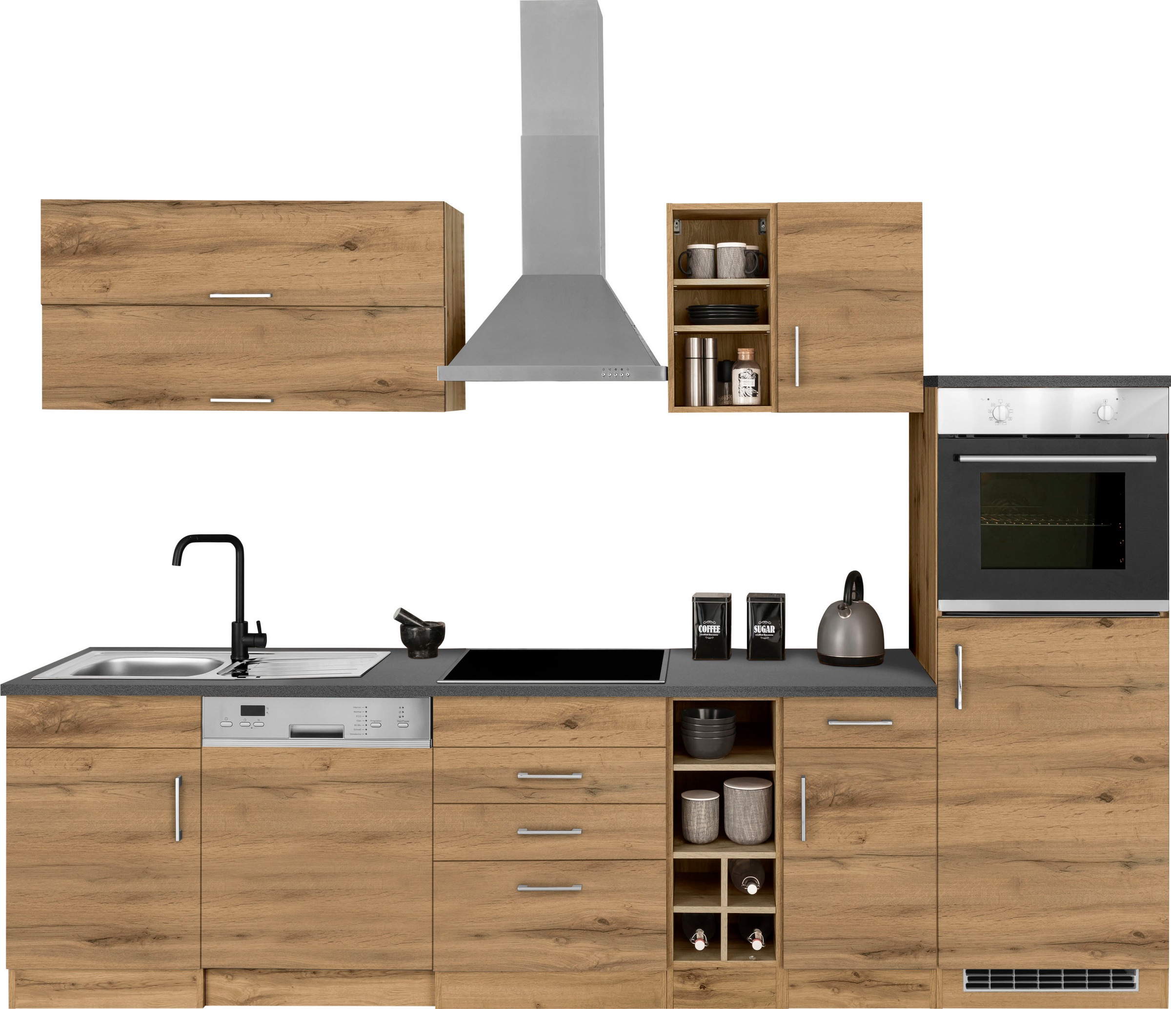 Küchenzeile »Colmar«, mit E-Geräten, Breite 300 cm