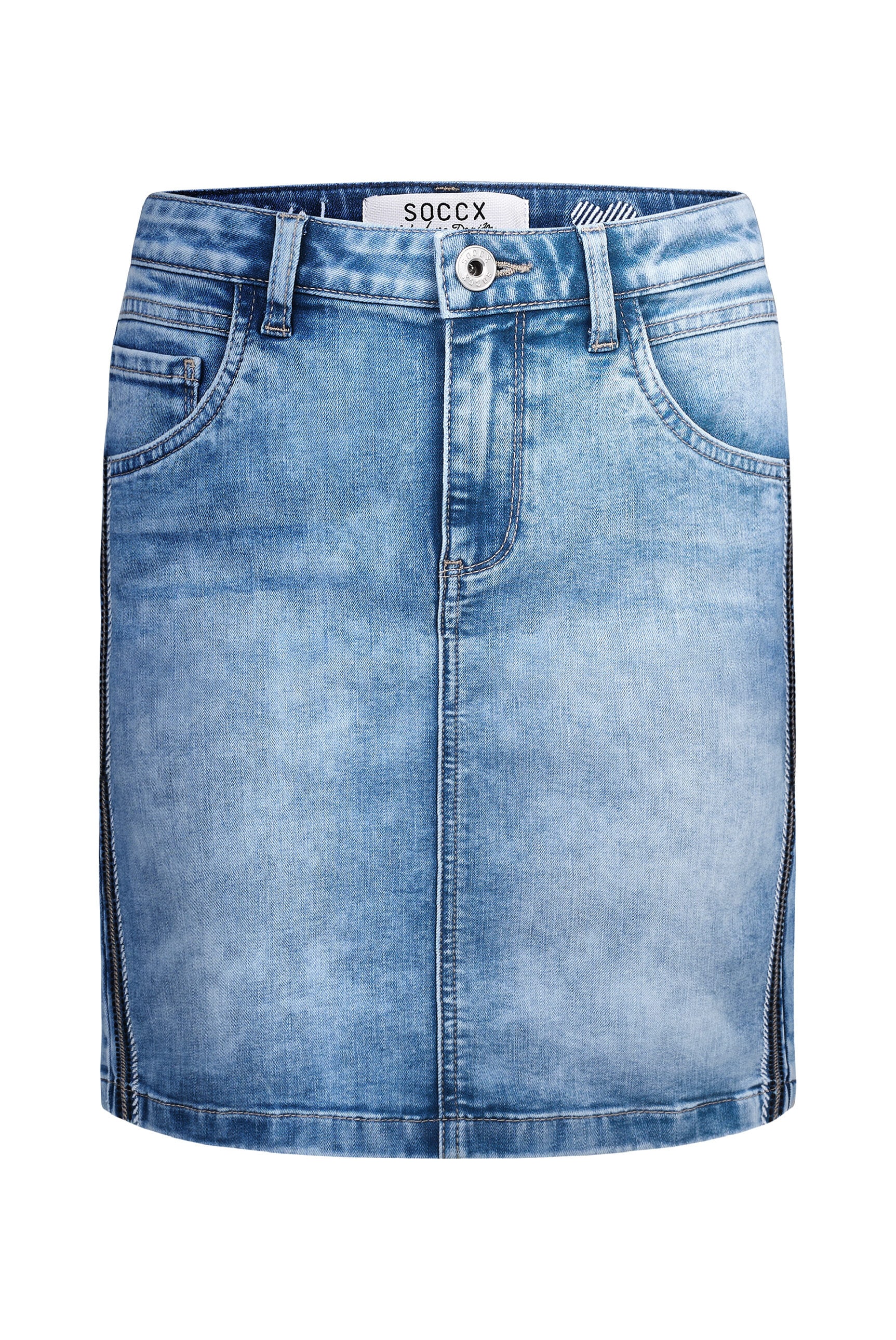 SOCCX Jeansrock mit Gehschlitz
