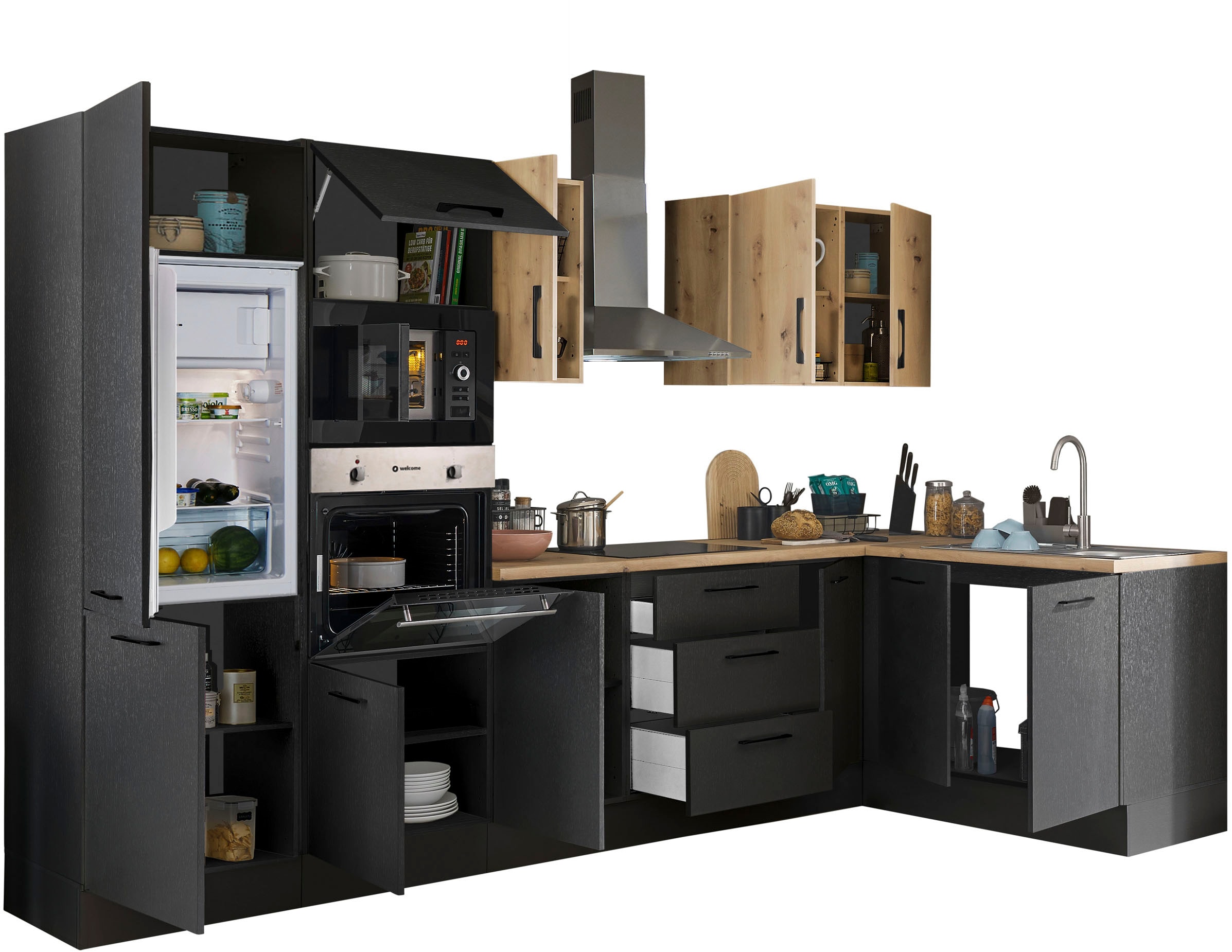 Thumbnail - BASIC by Balculina Winkelküche "Turin" Stellbreite 330x175 cm, wahlweise mit E-Geräten