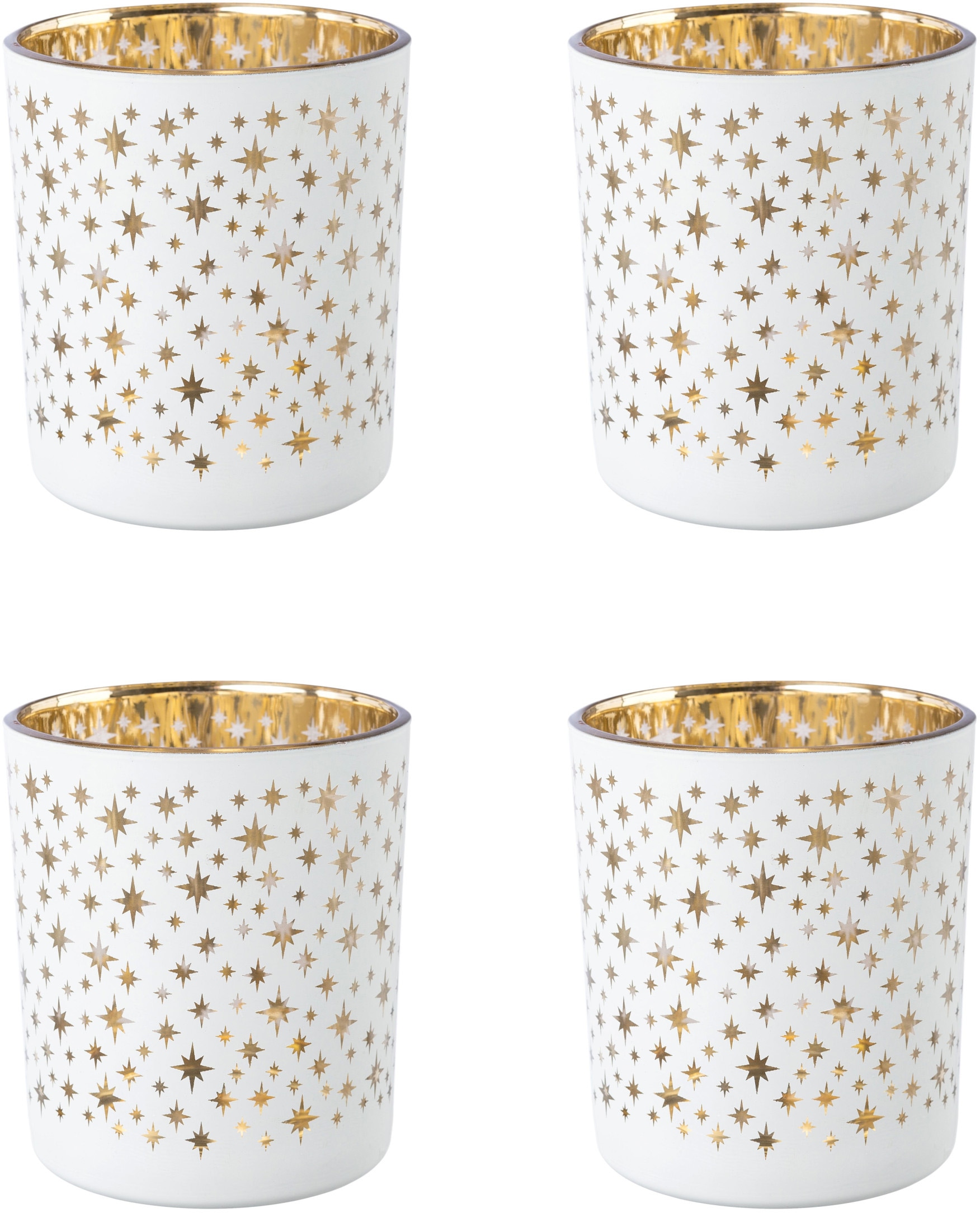 deco (4 Teelichthalter kaufen BAUR Creativ Innenseite »Weihnachtsdeko«, goldfarbener St.), | mit