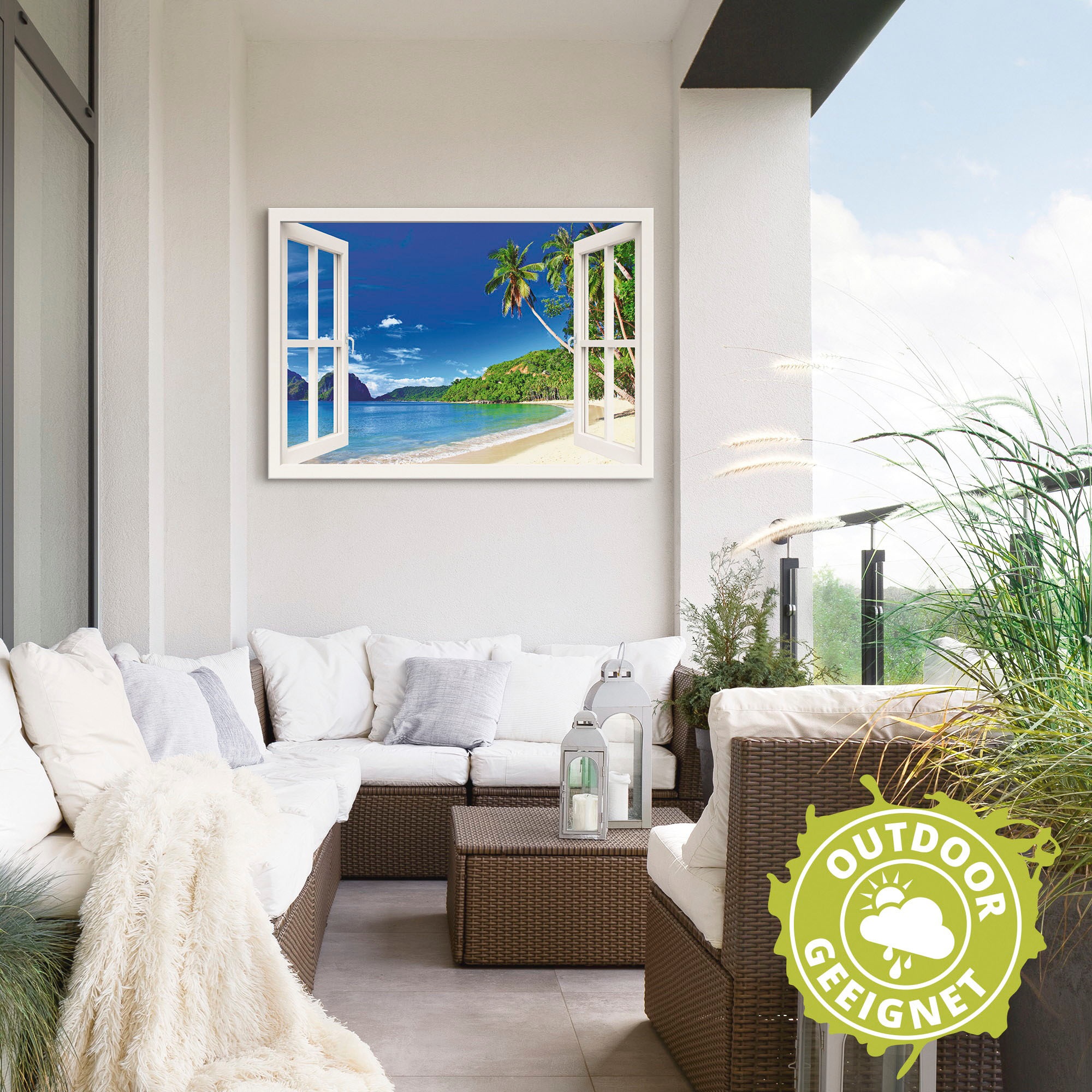 Artland Wandbild "Fensterblick Paradies" Fensterblick 1 Stk. tlg. als Alubi günstig online kaufen