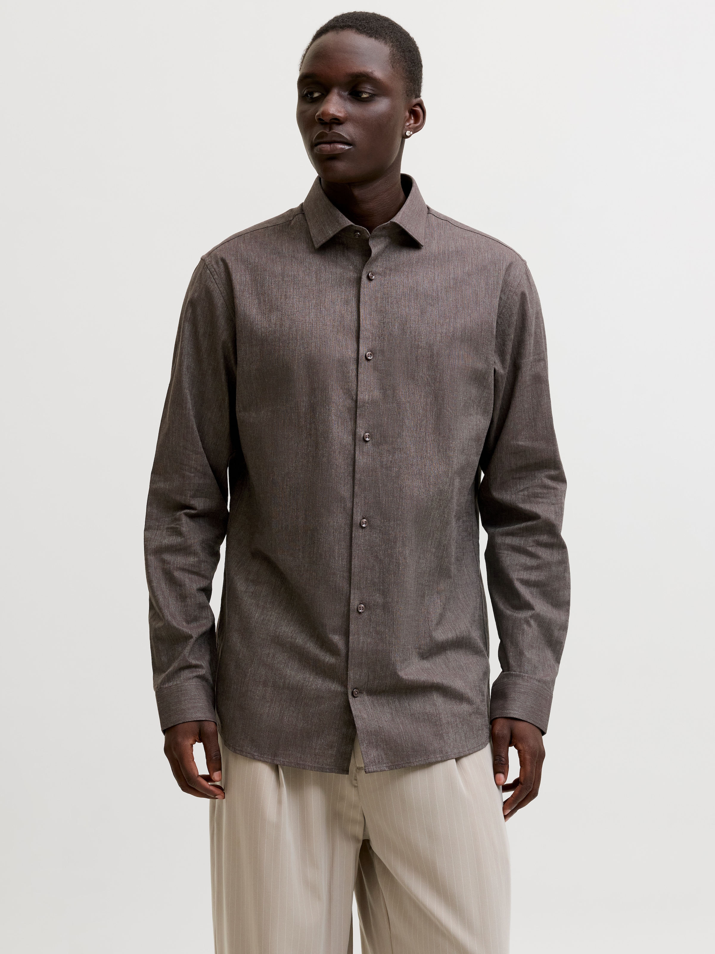 Jack & Jones Langarmhemd "JPRBLAPARKER HEATHER L/S SHIRT STYD" Baumwolle, slim fit
