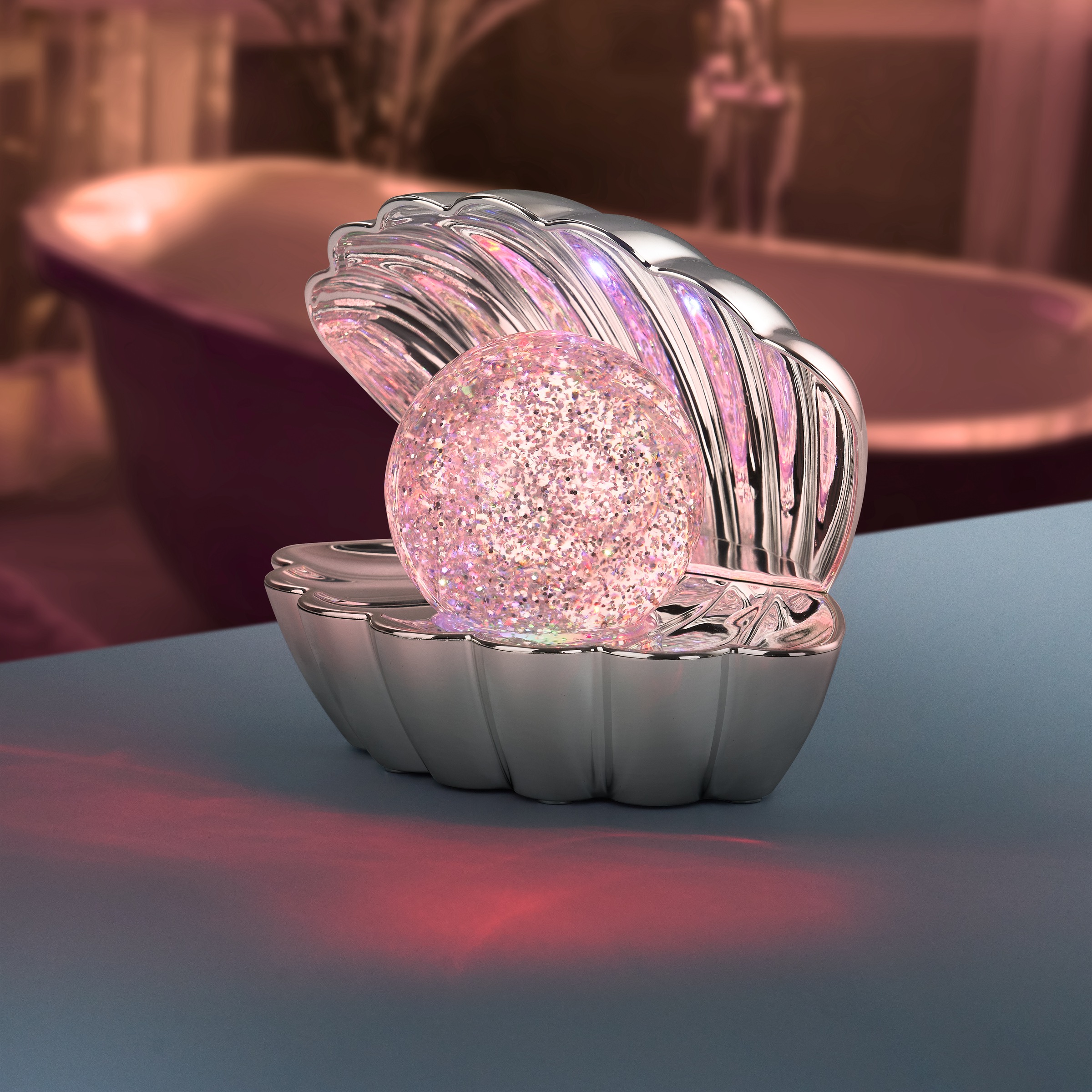 REALITY Leuchten LED Tischleuchte »SHELLY, Deko Tischlampe in Muschelform mit RGB Farbwechsel, 0,8W 15Lm« LED-Board 1 Stk. RGB Muschel Tischlampe mit Glitzerkugel und Farbwechsel inkl USB-Ladekabel