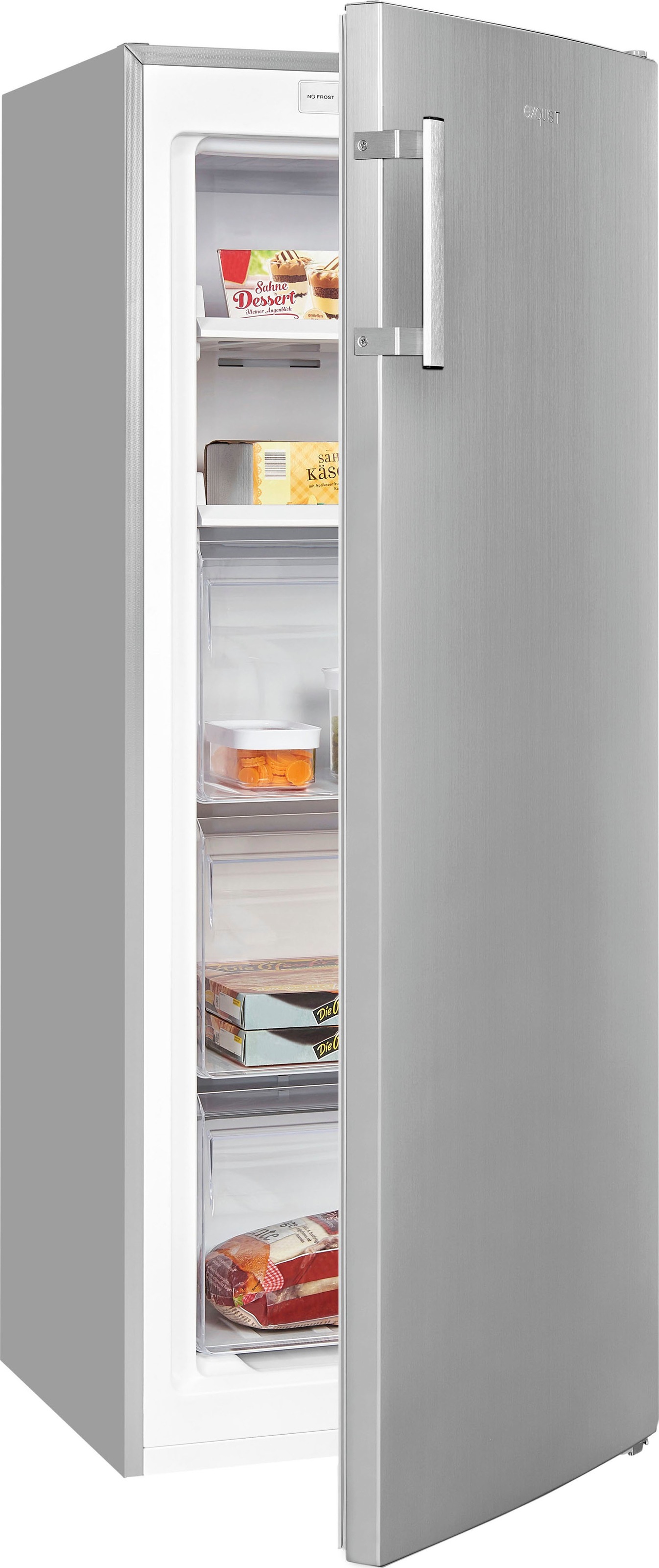 EXQUISIT Gefrierschrank "GS231-NF-H-040C inoxlook", B:54cm H:143cm T:61,5cm, silber, Gefrierschränke, 4*-Gefrierschrank No Frost mit LED-Anzeige &