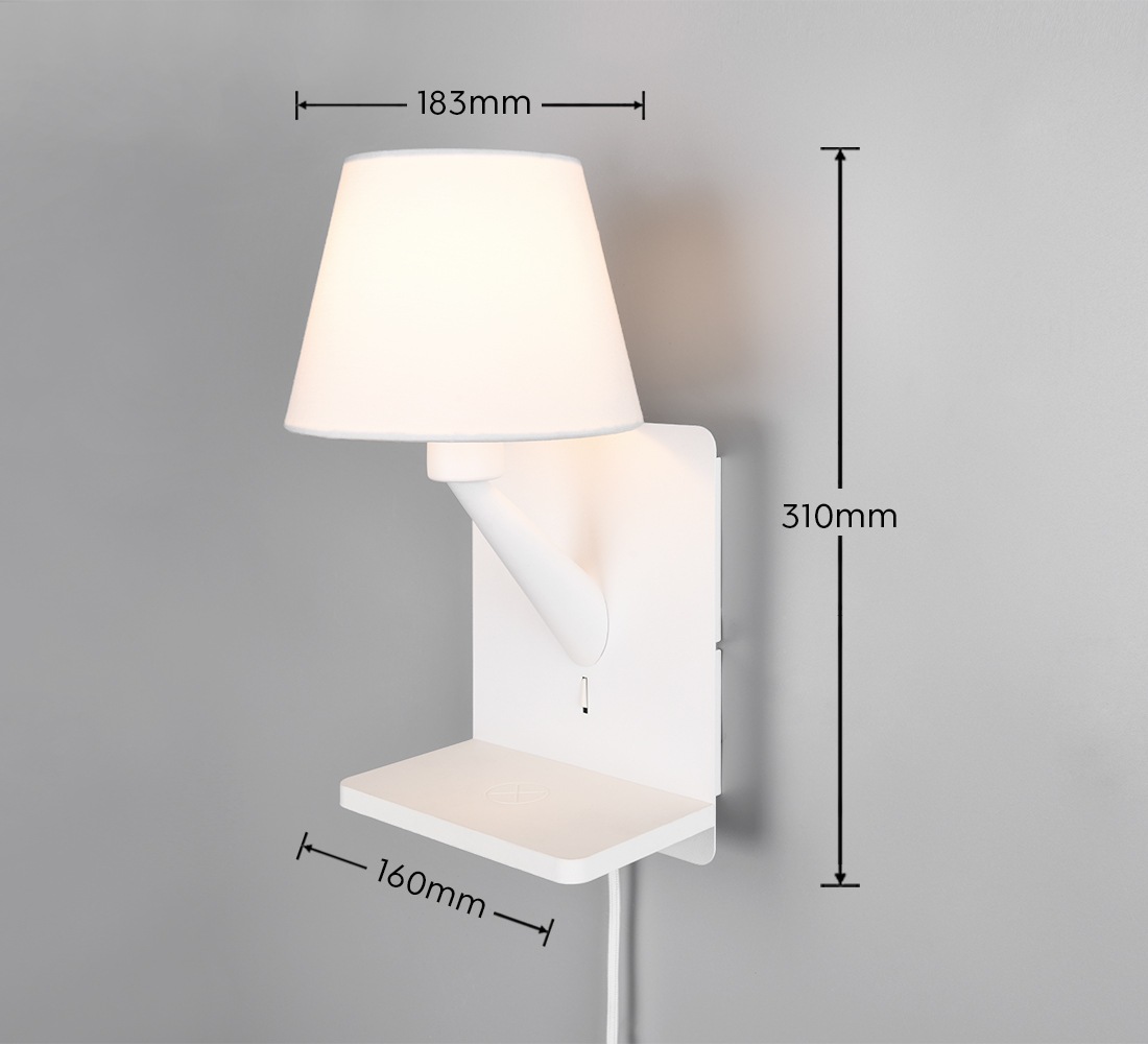 TRIO Leuchten Wandleuchte »COMFORT, Wand Nachttischleuchte, induktive Ladestation USB-Anschluss« E14 1 Stk. warmweiß - kaltweiß LED Wandleuchte indirektes Licht, exkl 1x E14 max 40W, Stoffschirm