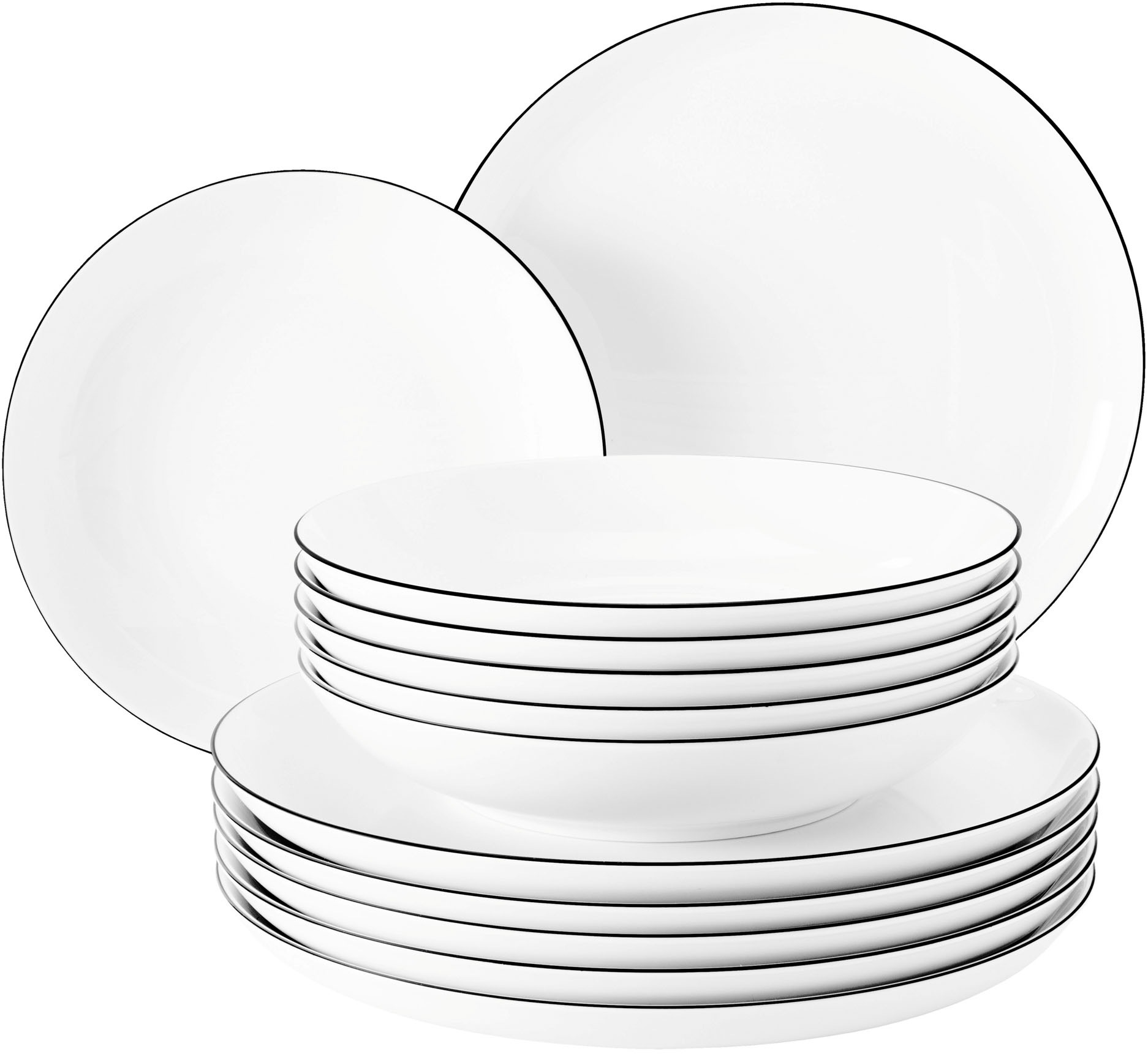 Seltmann Weiden Tafelservice "Teller Set, Geschirr-Set Lido Black Line" Tel günstig online kaufen