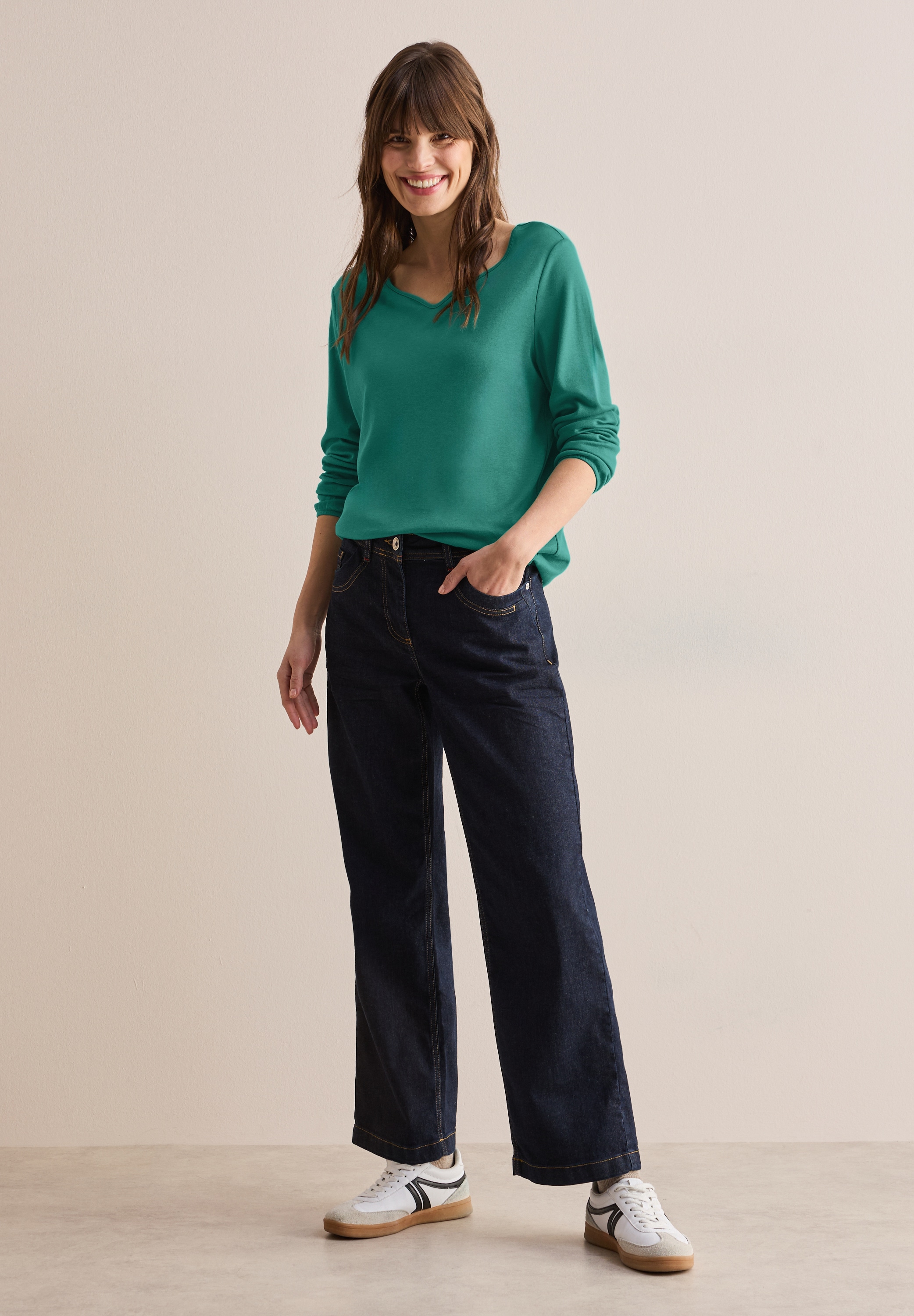 Cecil Langarmshirt, aus softem Materialmix