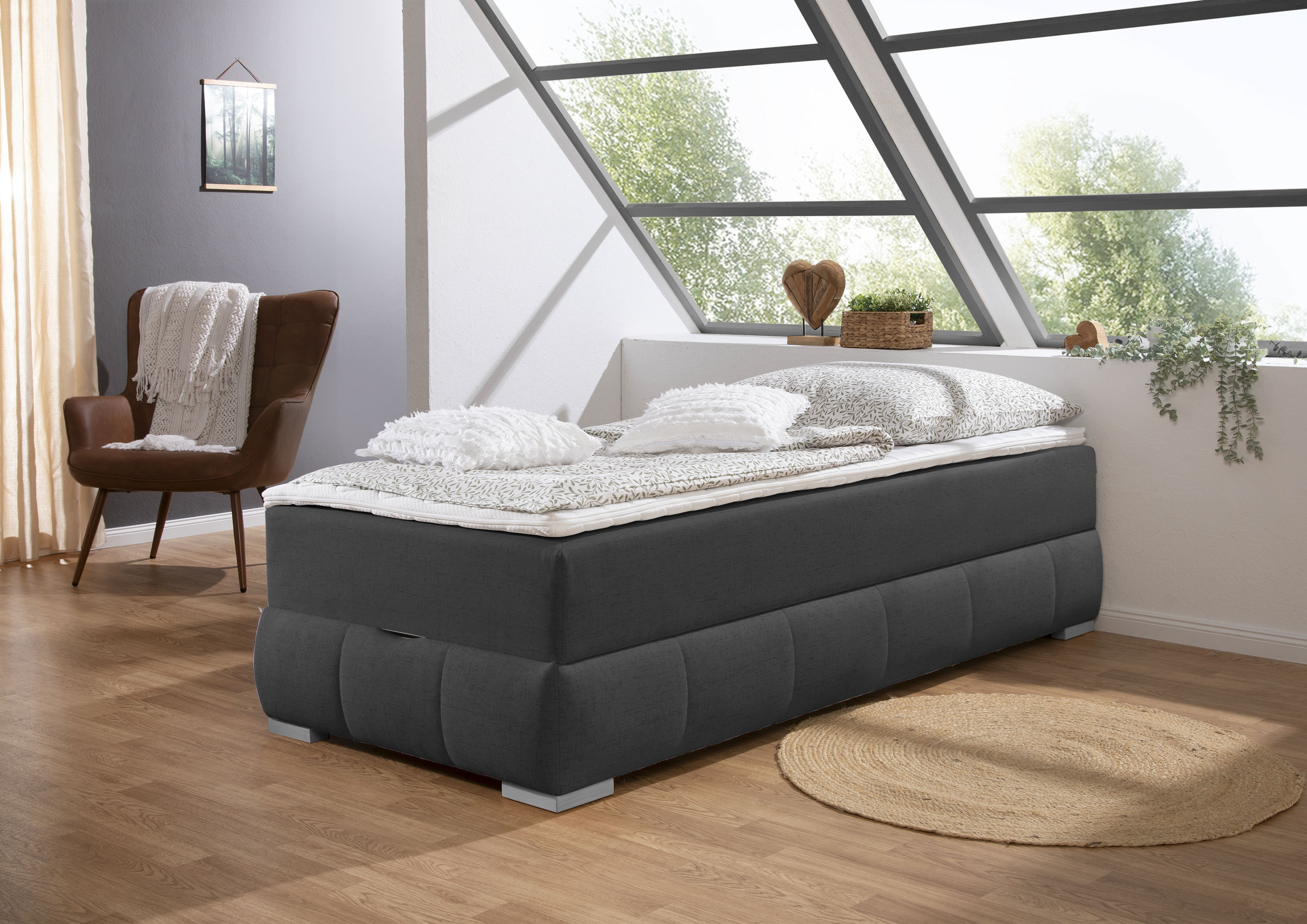 OTTO home Boxbett "Wehma ohne Kopfteil inkl. Bettkasten, auch in Überlänge erhältlich" in H2, H3 & H4 wählbar, inklusive Topper