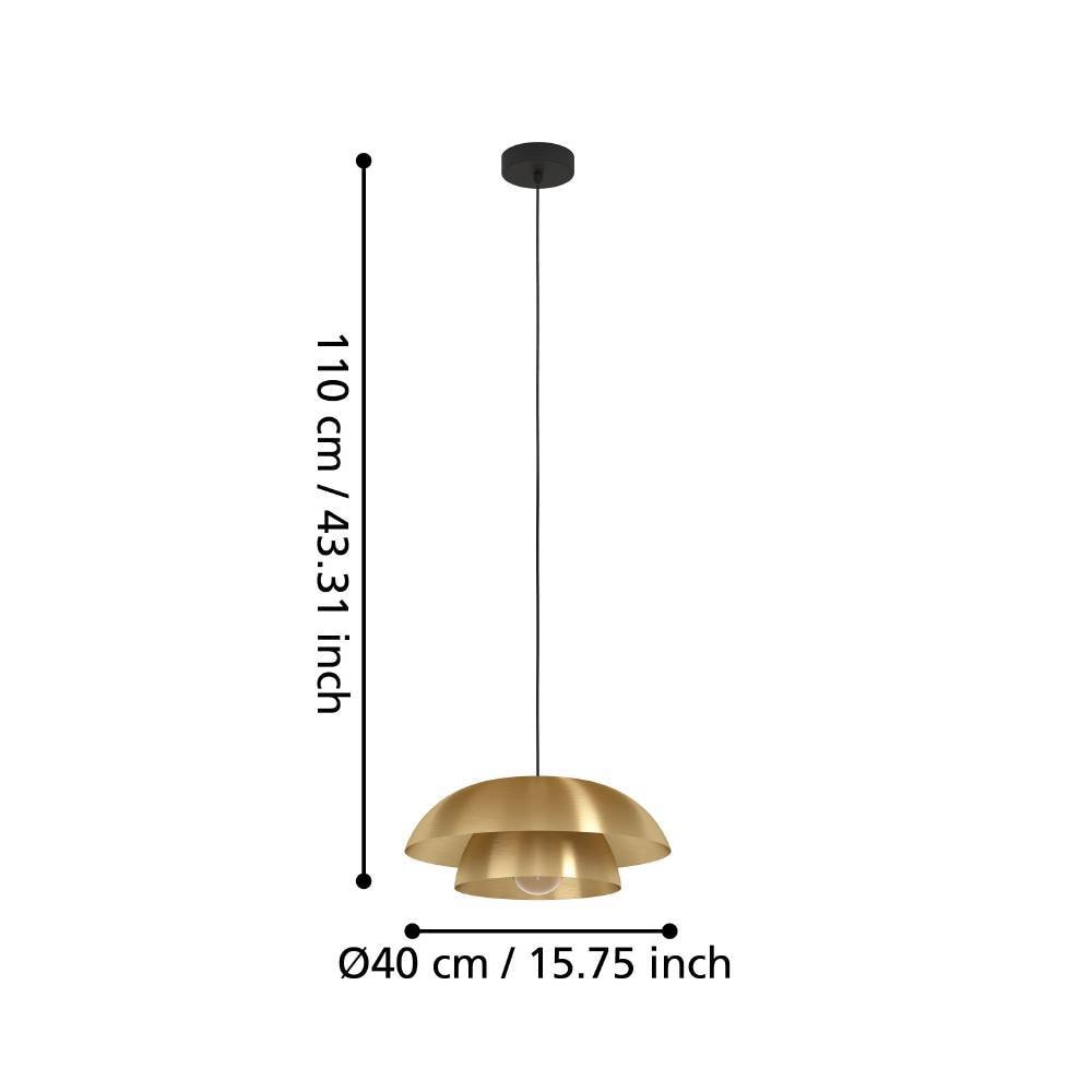 EGLO Hängeleuchte »CENCIARA«, 1 flammig, Leuchtmittel E27 | ohne Leuchtmittel, Pendelleuchte, Metall in Messing-Gebürstet und Schwarz, E27, Ø 40 cm
