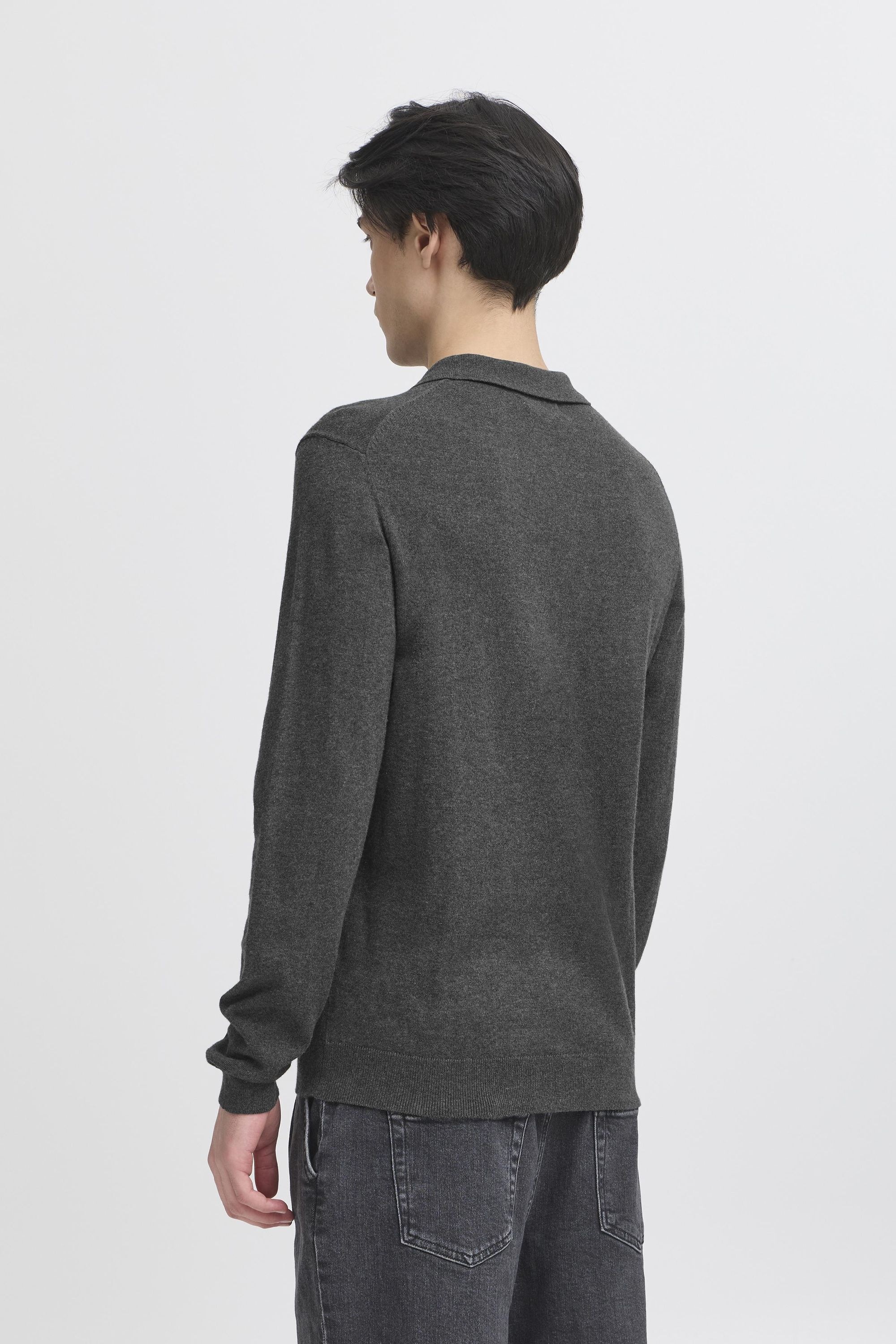 Casual Friday CFFRODE Long Sleeve Polo Sweater Dark Grey XL 3