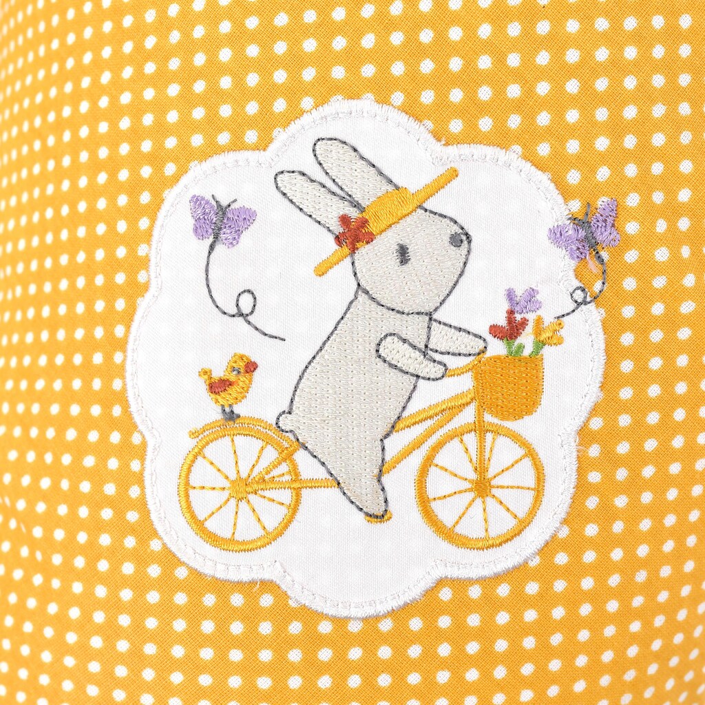 SEI Design Stillkissen »Hase auf Fahrrad orange«, mit hochwertiger Stickerei