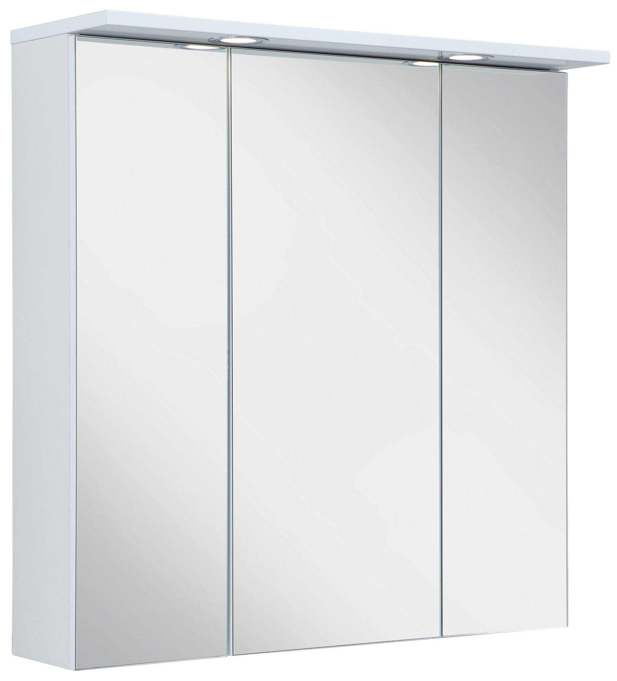 Schildmeyer Spiegelschrank SPS 700.1 Spot, Breite 70 cm, 3-türig, 2 LED-Einbaustrahler, Schalter-/Steckdosenbox, Glaseinlegeböden, Made in Germany