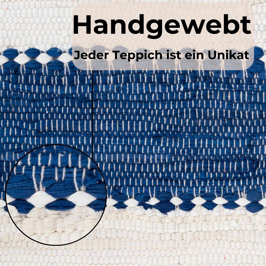 my home Teppich »Benja«, rechteckig, 10 mm Höhe, Handweb Teppich, gestreift, 90% Baumwolle, handgewebt, mit Fransen