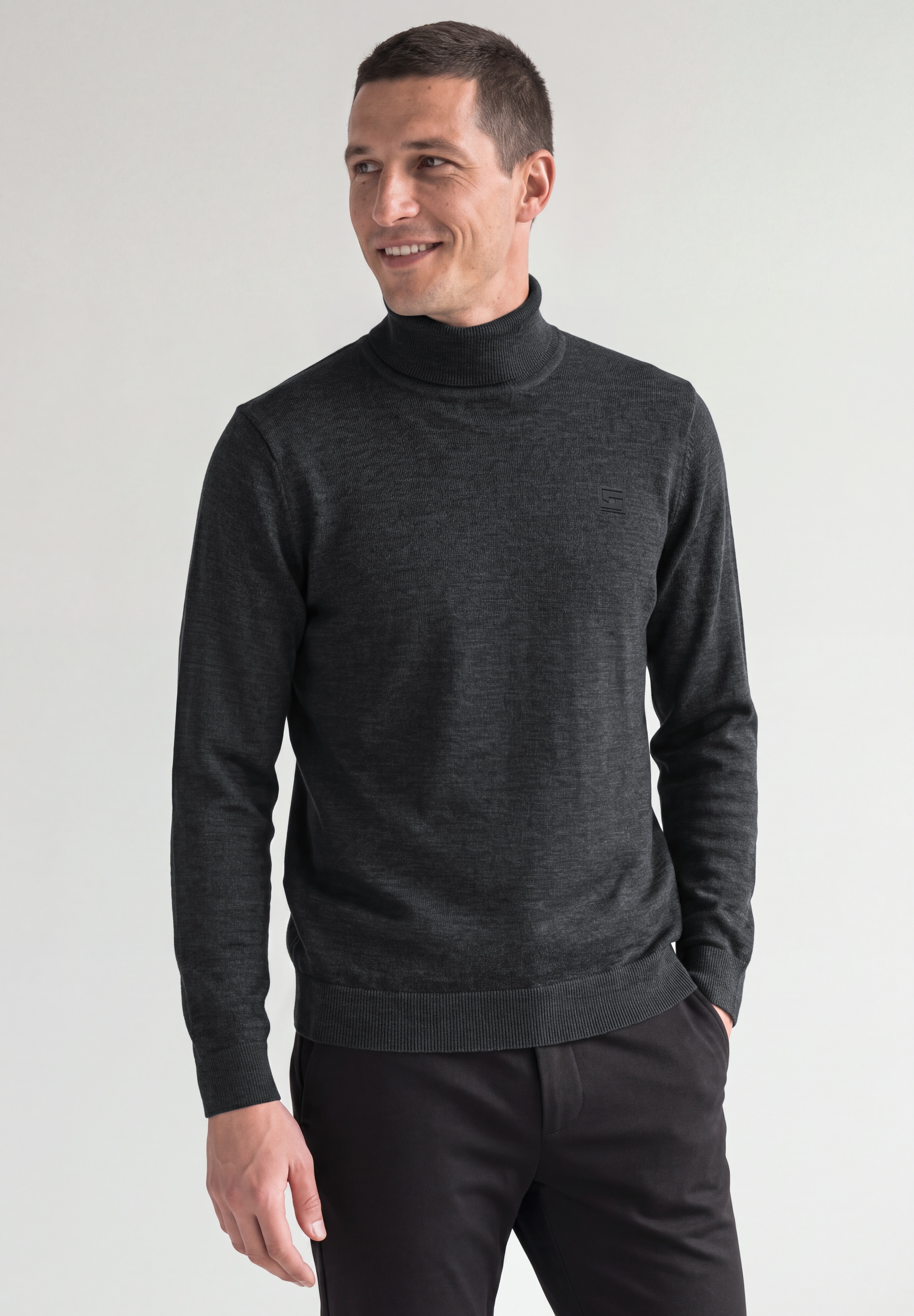 STREET ONE MEN Rollkragenpullover aus reiner Baumwolle