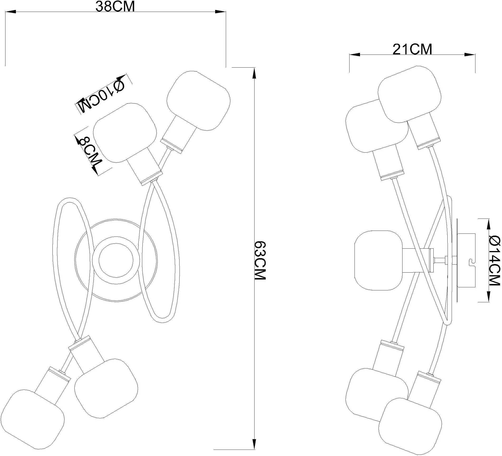 GLOBO LIGHTING Deckenleuchte »PALLO«, Leuchtmittel E14 | ohne Leuchtmittel, Deckenlampe/Wohnzimmer/Schlafzimmer/modern