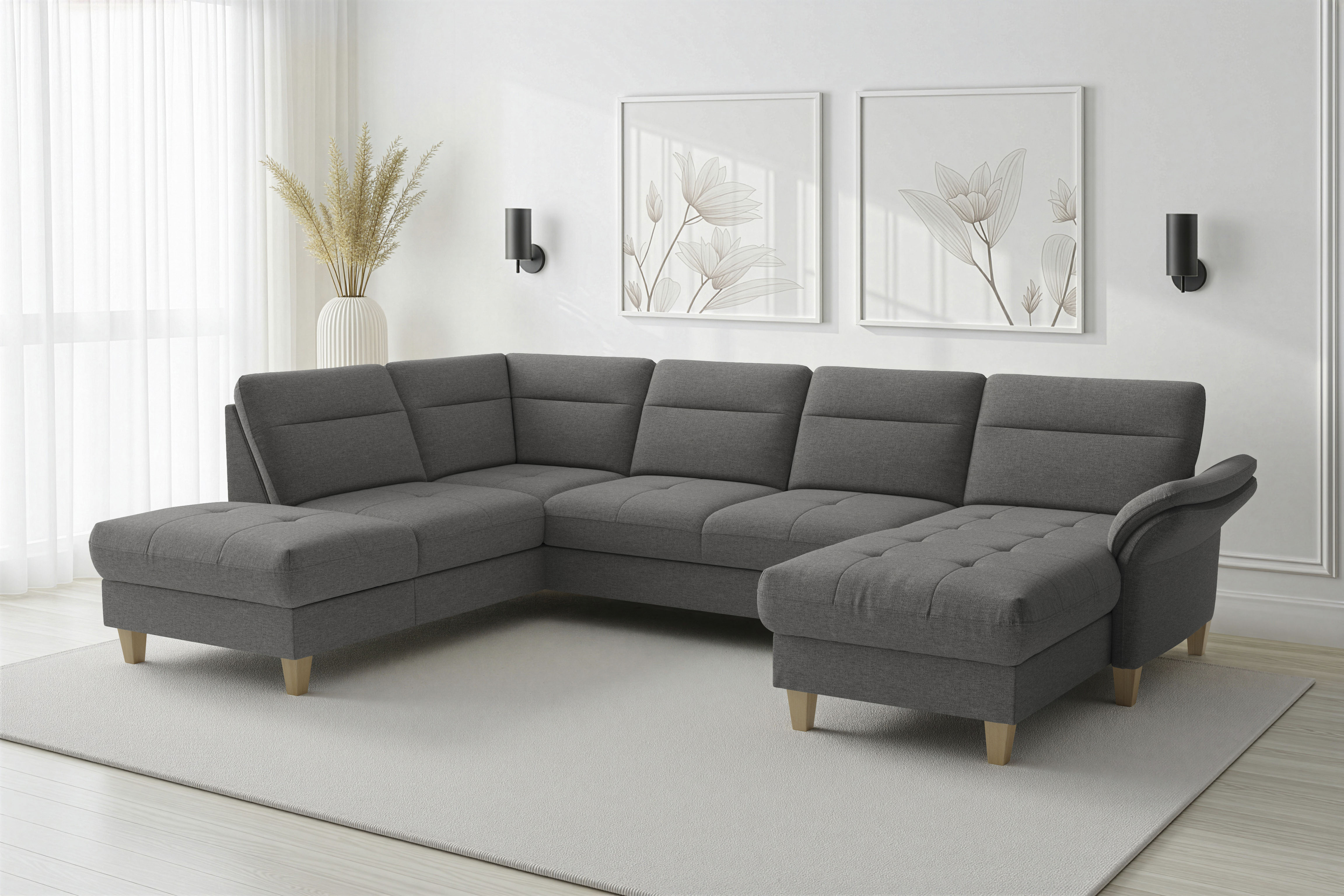 sit&more "Pamela U-Form, B: 292 cm, optional Schlaffunktion & Bettkasten" mit Federkern und Liegefläche aus Originalstoff