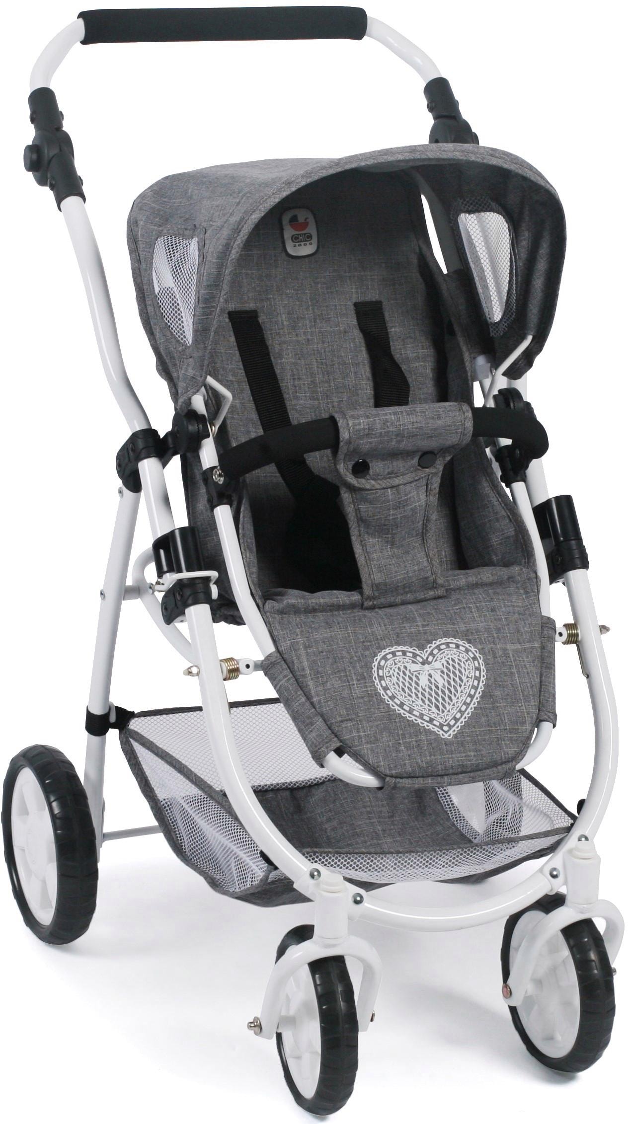 CHIC2000 Kombi-Puppenwagen »Emotion All In 3in1, Jeans Grey«, inkl. Babywanne, Babyschale und Sportwagenaufsatz