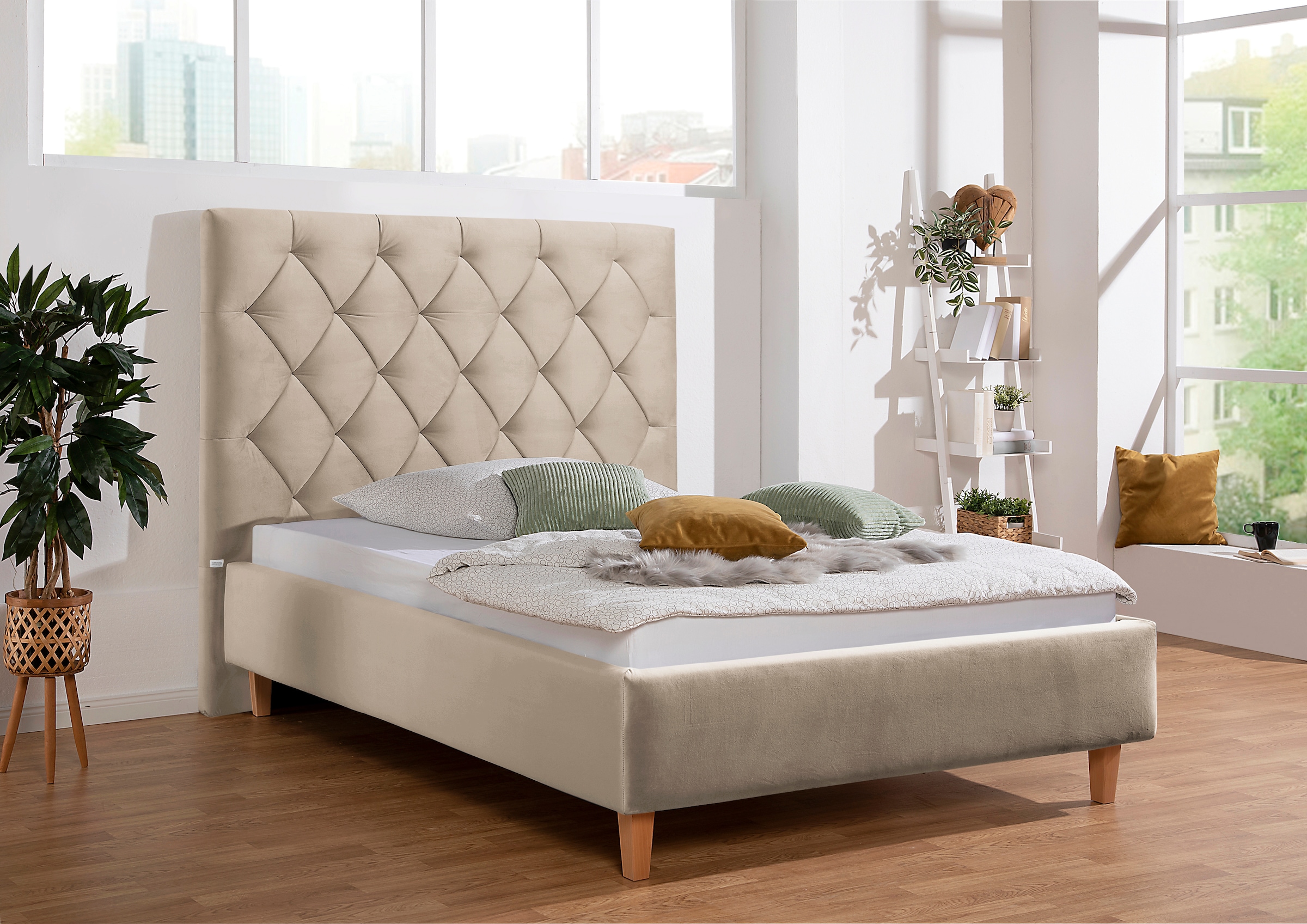 Home affaire Polsterbett "Sunley 140", Kreuzsteppung, Kopfteilhöhe 142 cm, günstig online kaufen