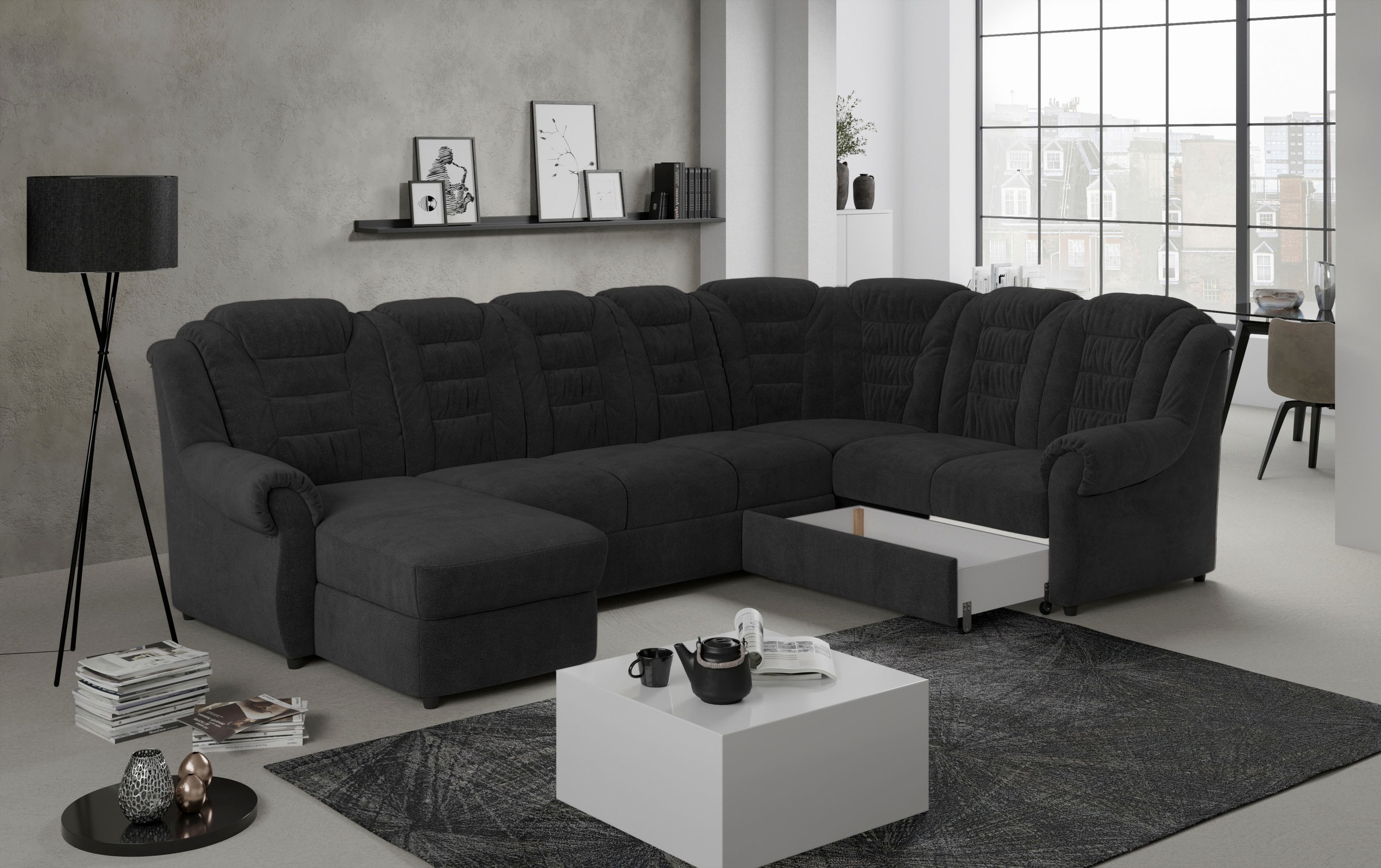 Home affaire Wohnlandschaft "Boston U-Form" mit hoher Rückenlehne, wahlweis günstig online kaufen