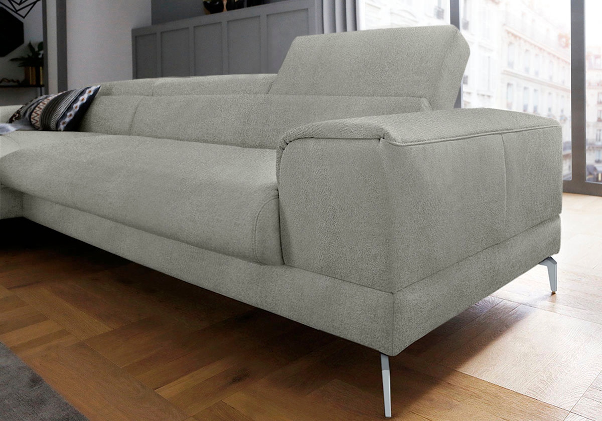 W.SCHILLIG Ecksofa »piedroo, Designsofa mit tollem Sitzkomfort, bequem und elegant, L-Form«, Kopfteilverstellung, wahlweise mit Sitztiefenverstellung, Breite 343cm