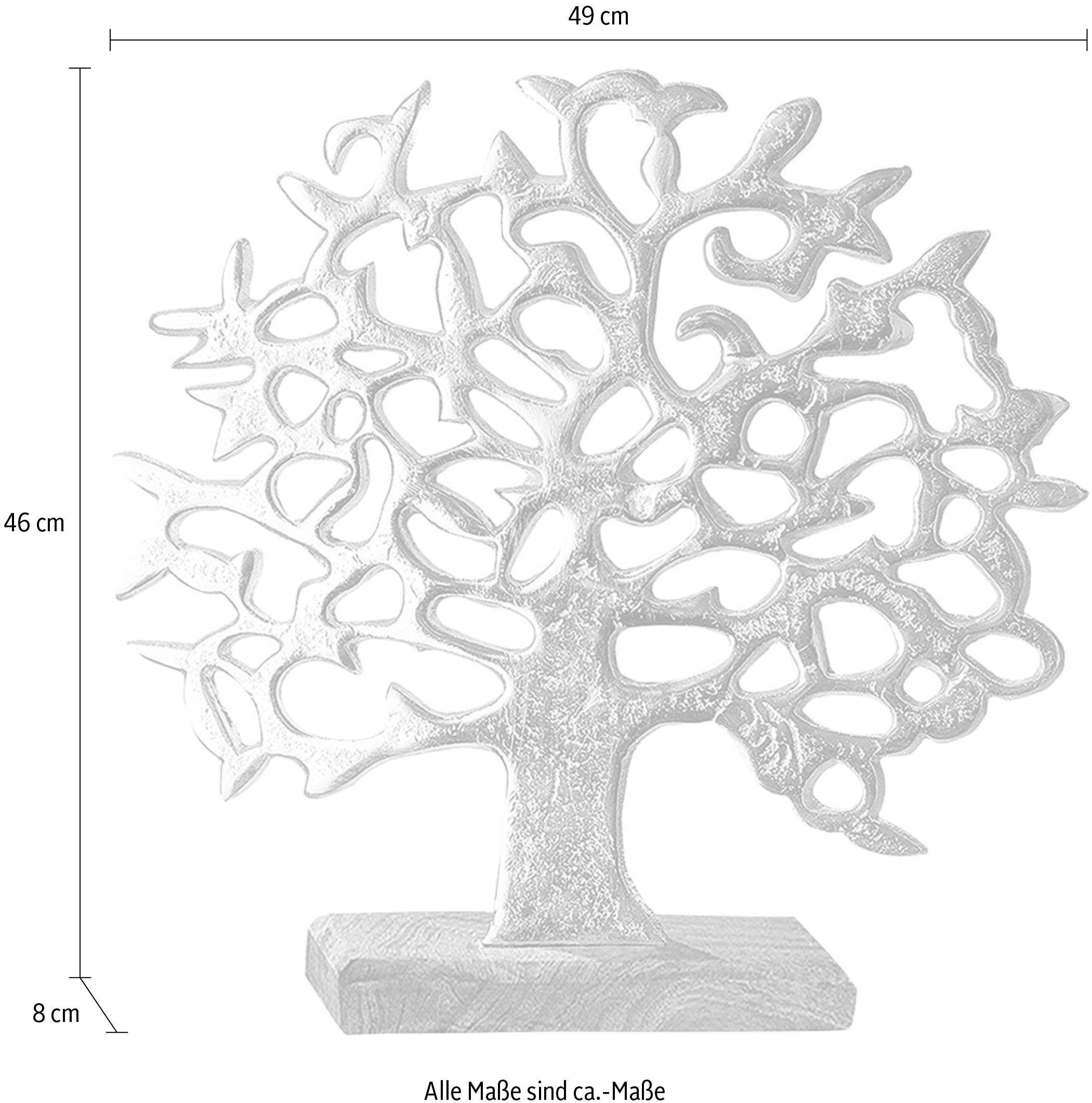 GILDE Dekoobjekt »Lebensbaum auf Holzbase, silber«, Höhe 46 cm, aus Metall,  Sockel aus Holz, Wohnzimmer kaufen | BAUR