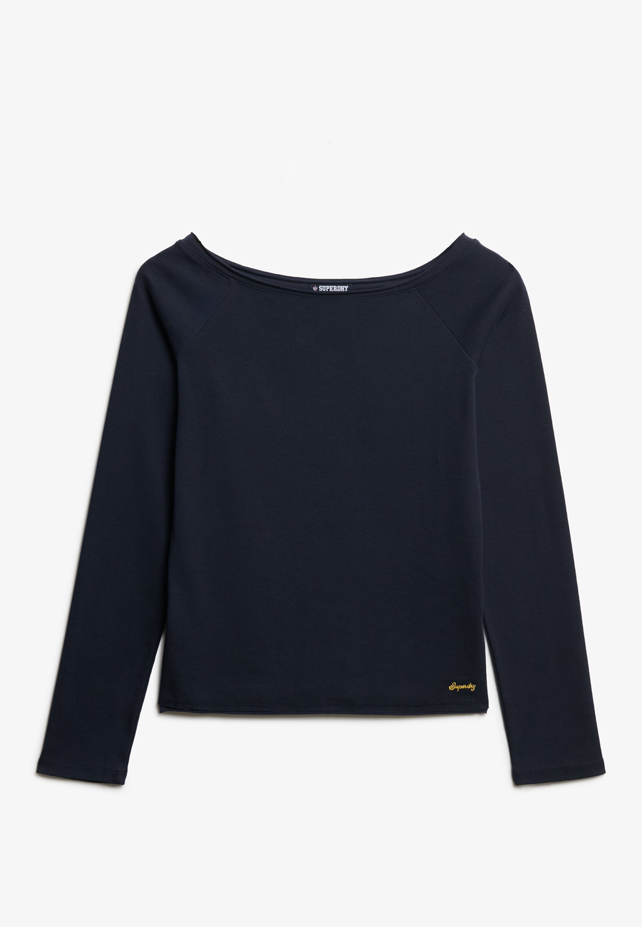 Superdry Langarmshirt »BARDOT OFF SHOULDER TOP« mit U-Boot Ausschnitt und Wellenkante am Bund, gesticktes Logo am Saum