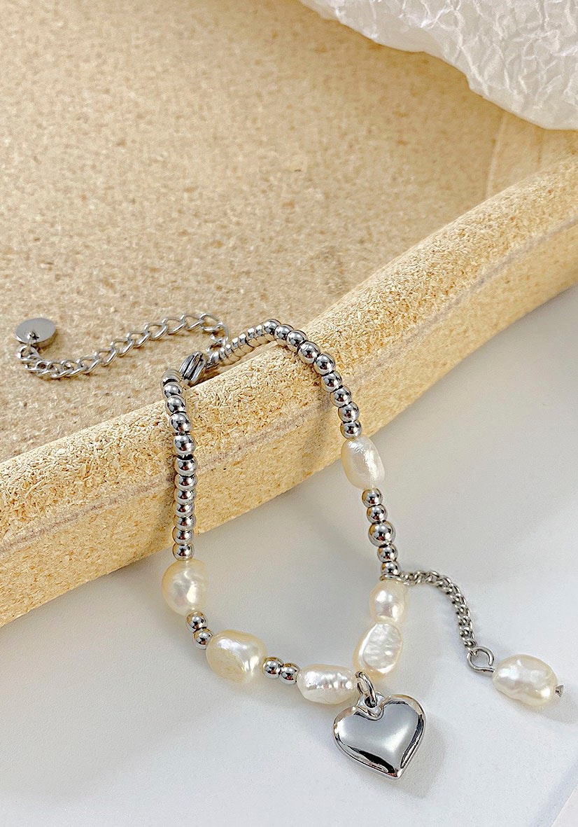 Firetti Edelstahlarmband »Schmuck Geschenk Herz & Perlen«, mit Süßwasserzuchtperle