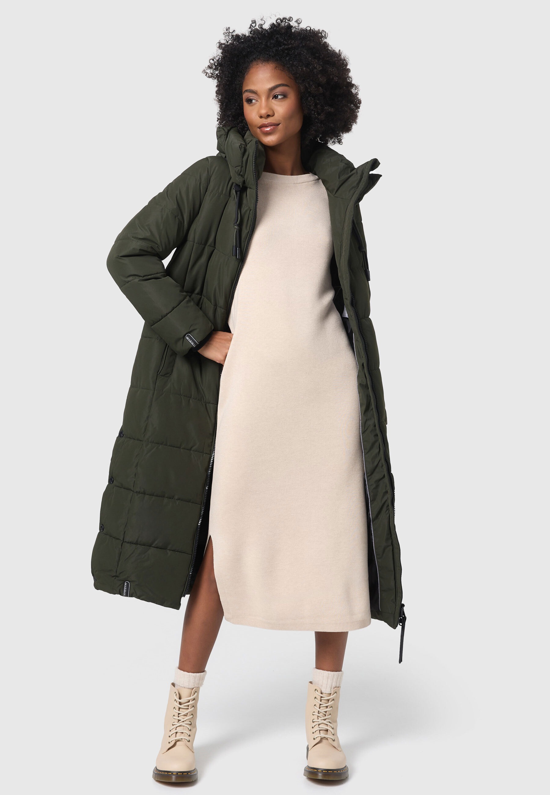Marikoo Winterjacke »Nadeshikoo XIV«, extra langer Winter Mantel gesteppt