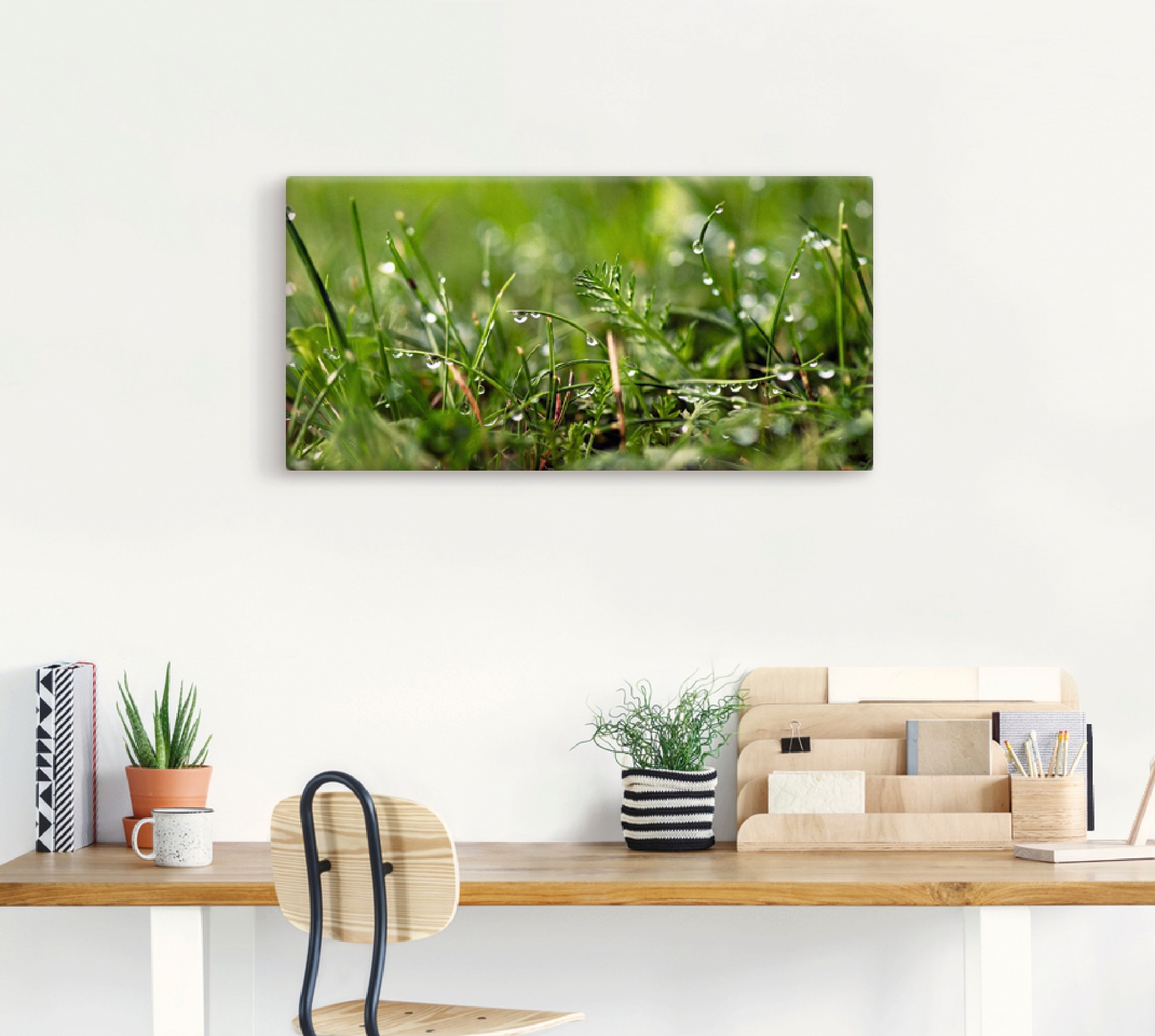 Artland Leinwandbild "Tautropfen" Gräser 1 Stk. tlg. auf Holzrahmen gespann günstig online kaufen